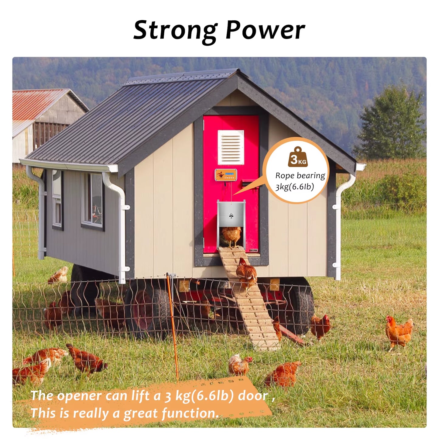 Automatic Chicken Coop Door Cage Opener Day and Night Delay with LCD Chicken Coop Door Practical Chicken Accessories