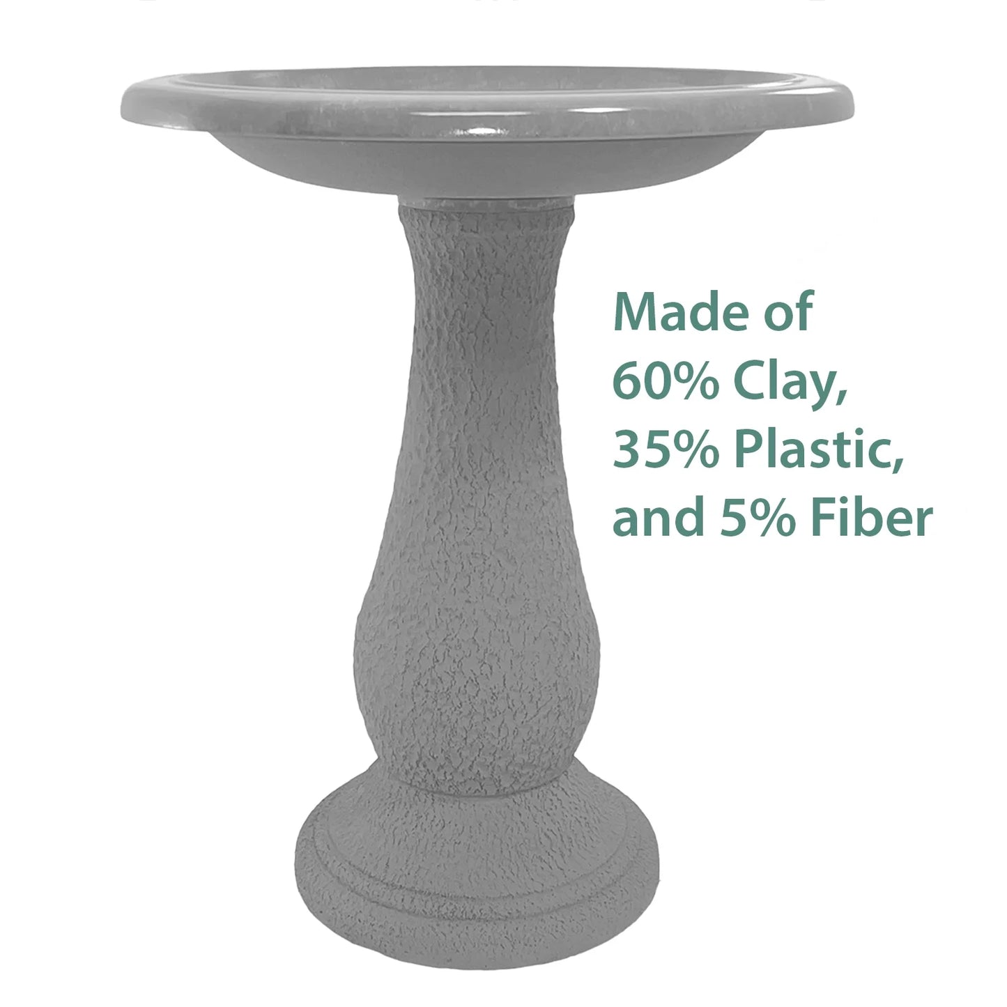 BIRDS and beyond 24" Hunter Green Fiber Clay Birdbath 19"D X 21"H Base