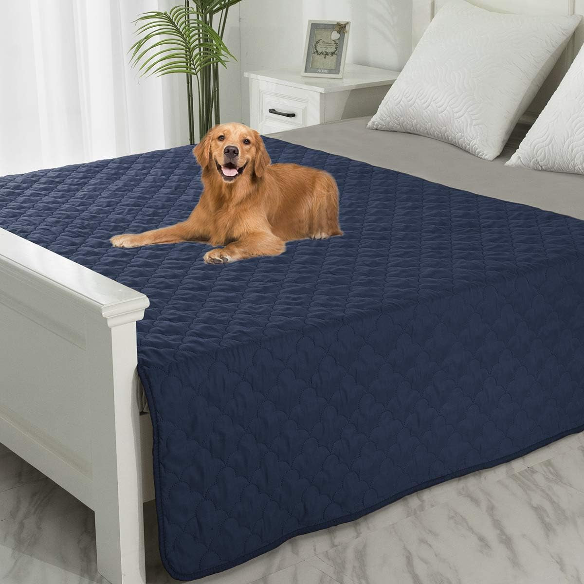 Dog Bed Cover Washable Pee Pads Dog Blankets for Puppy Large Dog Cat,Sofa Reversible Changing Pad Reusable 1 Piece(52"X82",Navy+Stoneblue)