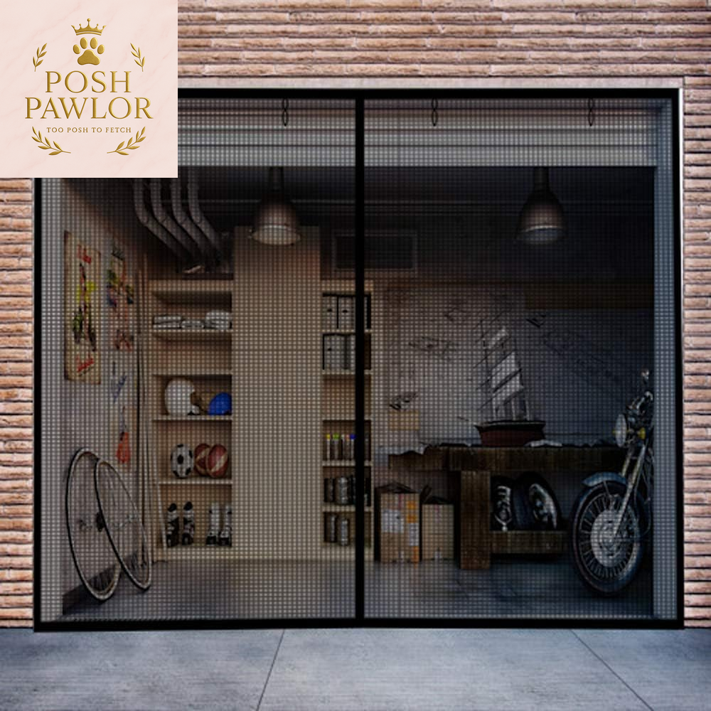 Garage Screen Doors for 1 Car Garage, 8X7Ft Magnetic Closure Heavy Duty Weighted Bottom Screen Self Sealing Fiberglass Mesh anti Annoying Animals Retractable Net-Easy Assembly & Pass-Through (Black)