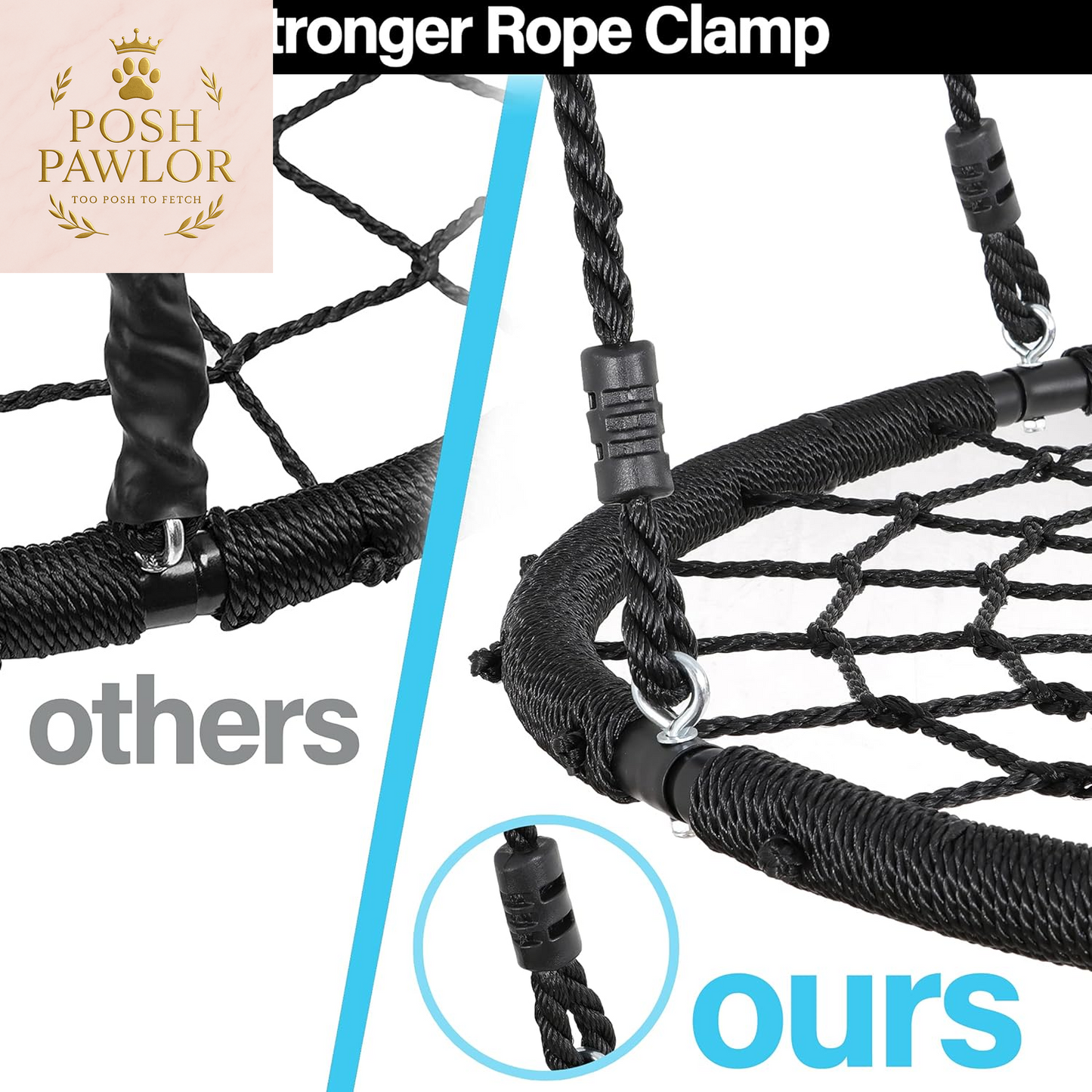 40'' Spider Web Tree Swing round Net Swing Platform Rope Swing Set for Kids Adult, 71" Detachable Nylon Rope with Swivel for Outdoor Backyard, Max 660 Lbs Extra Safe Steel Frame, Black