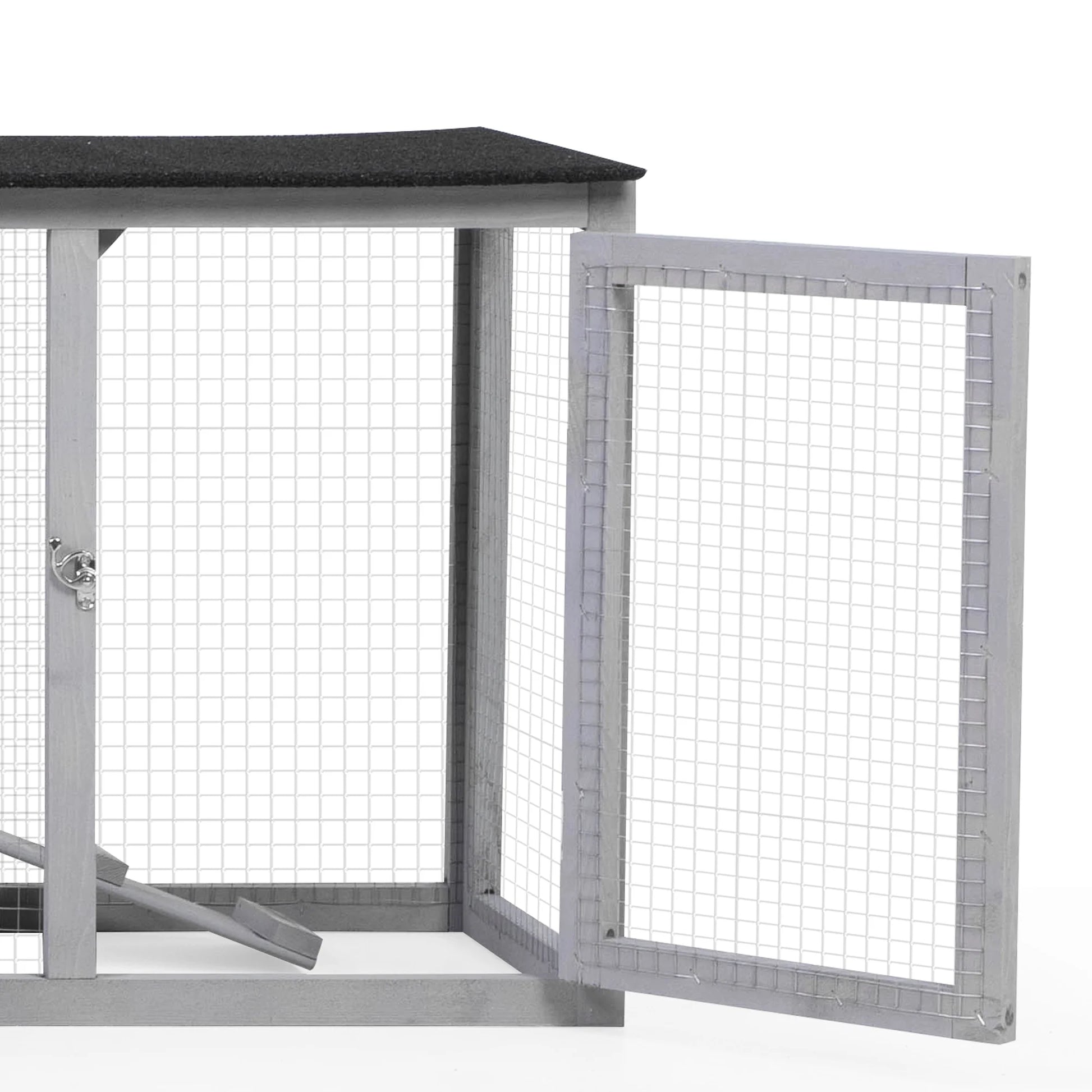 83" Large Gray Wooden Outdoor Hen House with Tray and Climb Ramp, Chicken Coop/Nesting Box/Ducks/Rabbits