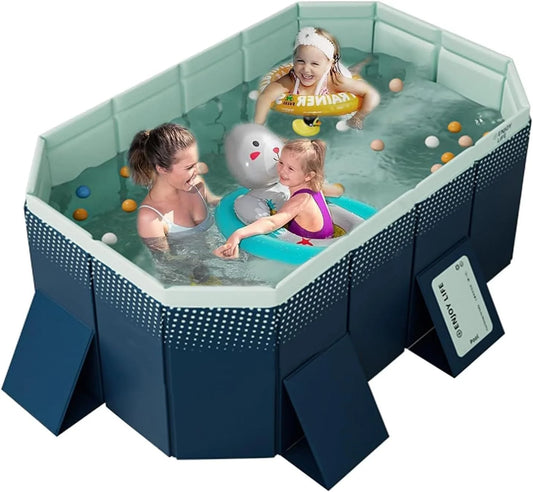 6 FT Foldable, Non Inflatable, Hard Plastic Kiddie Pool for Kids, Adults, and Pets - Thickened PVC, Easy to Set up for Backyard, Outdoor, and Indoor Water Fun Snapset