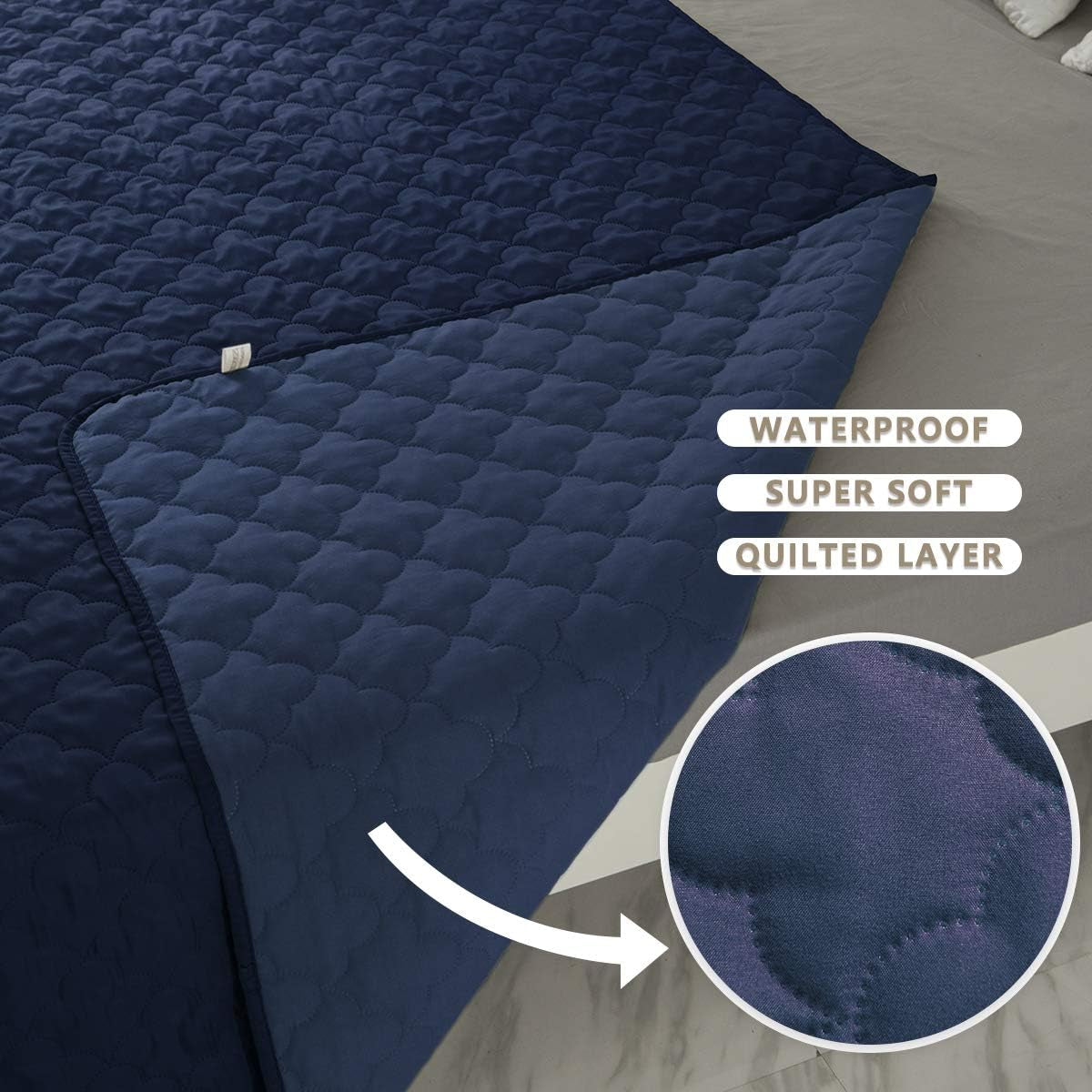 Dog Bed Cover Washable Pee Pads Dog Blankets for Puppy Large Dog Cat,Sofa Reversible Changing Pad Reusable 1 Piece（52"X82",Navy+Stoneblue）