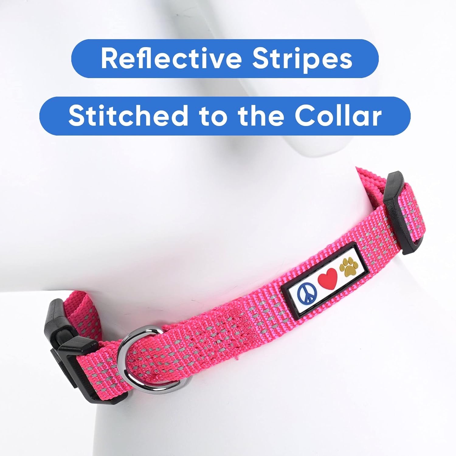 Pet Soft Training Adjustable Reflective Stitching Puppy / Dog Collar Large 1 Inch Pink