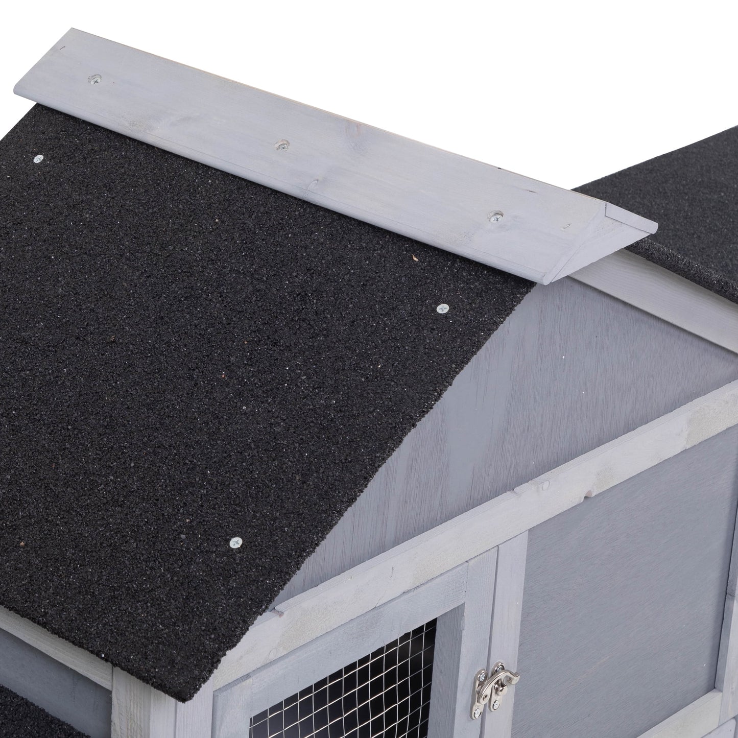 83" Large Gray Wooden Outdoor Hen House with Tray and Climb Ramp, Chicken Coop/Nesting Box/Ducks/Rabbits