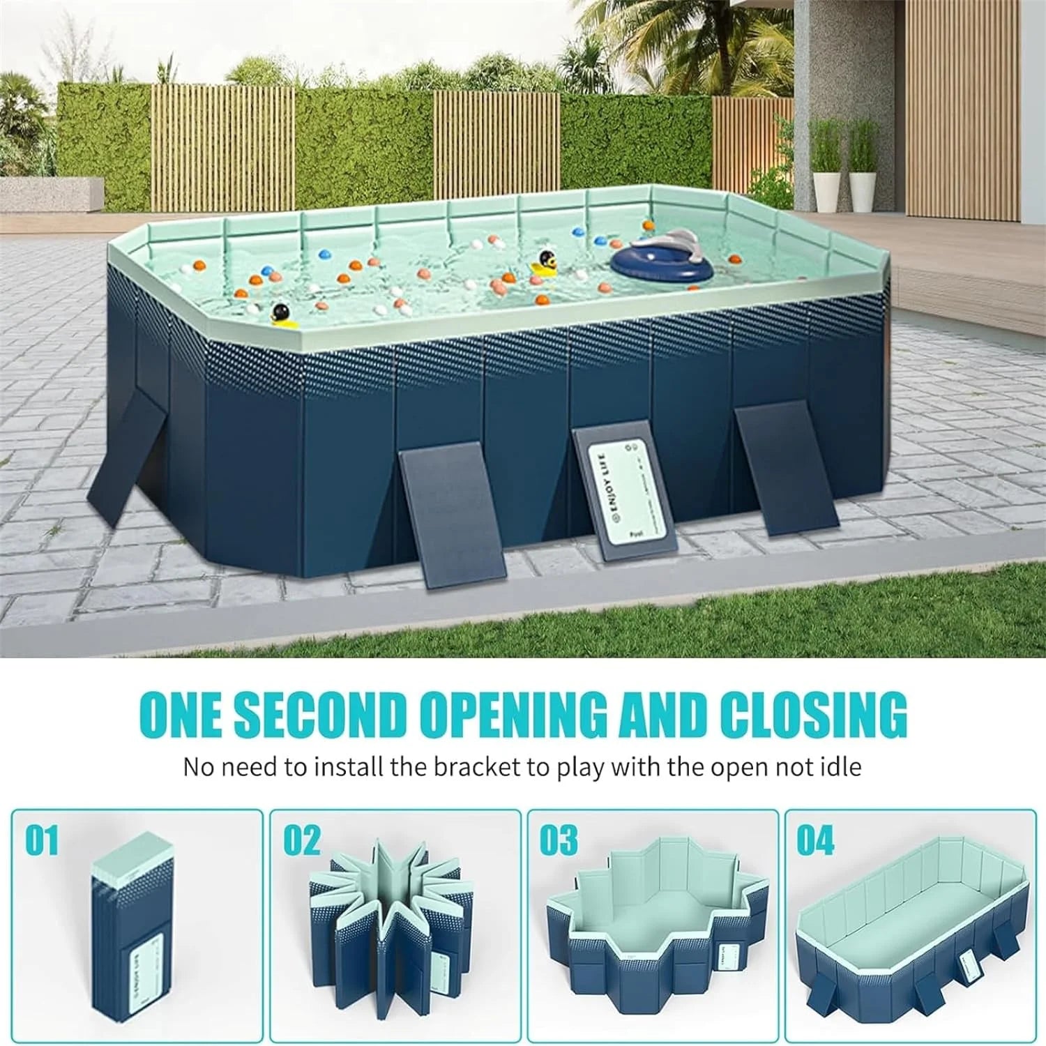 6 FT Foldable, Non Inflatable, Hard Plastic Kiddie Pool for Kids, Adults, and Pets - Thickened PVC, Easy to Set up for Backyard, Outdoor, and Indoor Water Fun Snapset