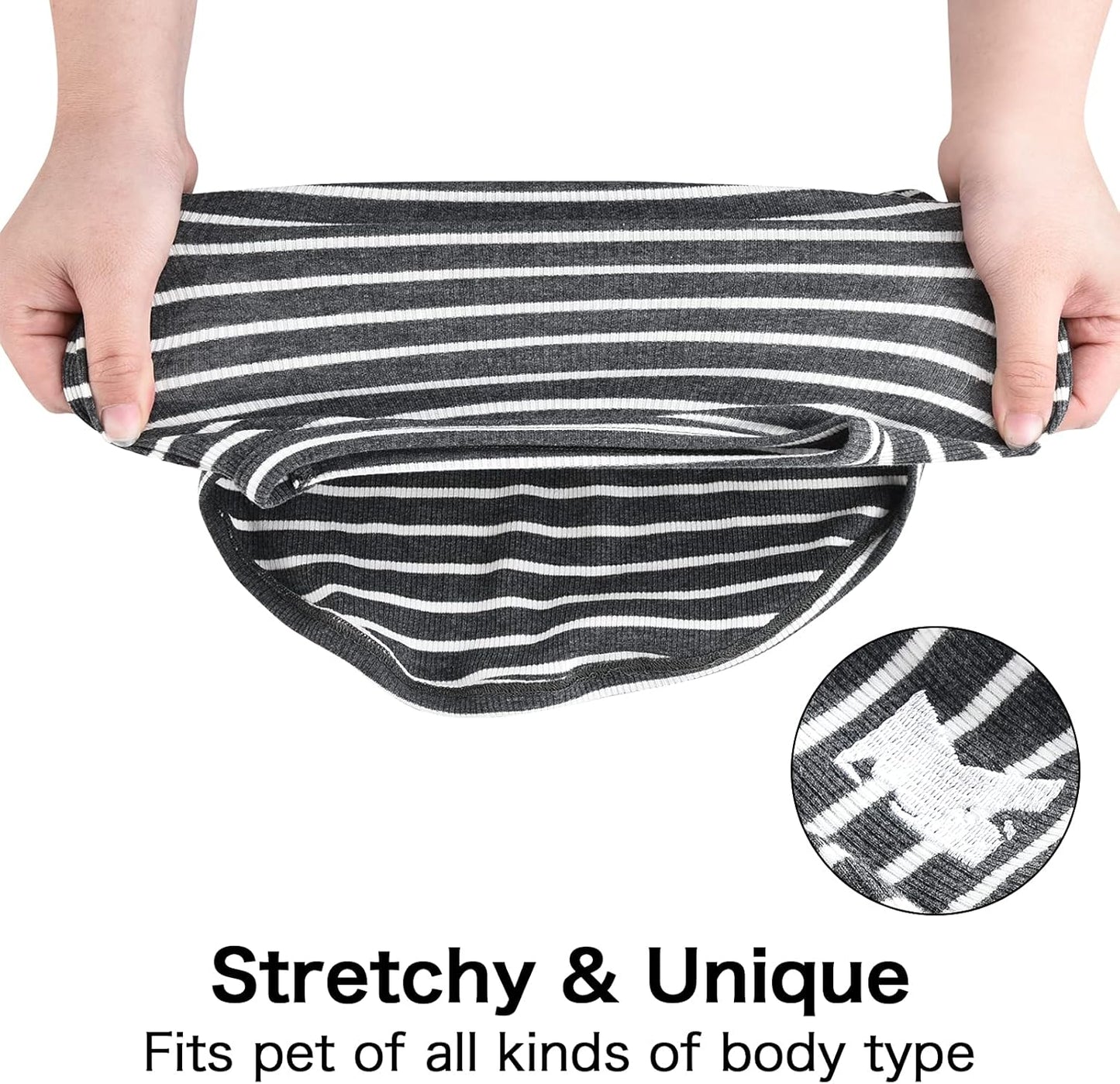 Dog Shirt Vest Lightweight Stretchy Dog T-Shirts Soft Cool Sleeveless Stripe Vests Breathable Clothes for Puppy Kitty Cats Small Medium Large Dogs 2 Pack Black + Grey [ 5XL ]