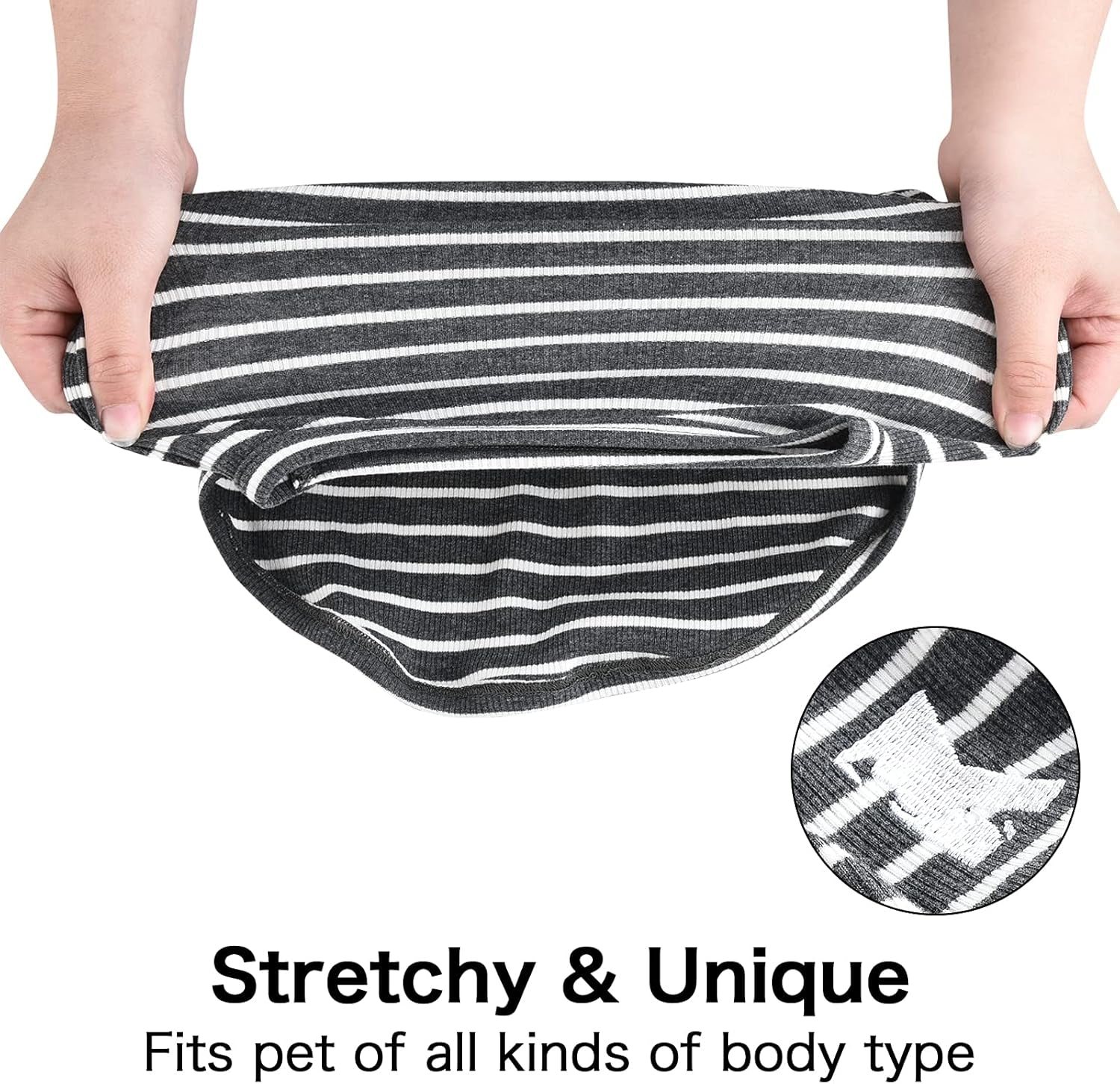 Dog Shirt Vest Lightweight Stretchy Dog T-Shirts Soft Cool Sleeveless Stripe Vests Breathable Clothes for Puppy Kitty Cats Small Medium Large Dogs 2 Pack Black + Grey [ 5XL ]