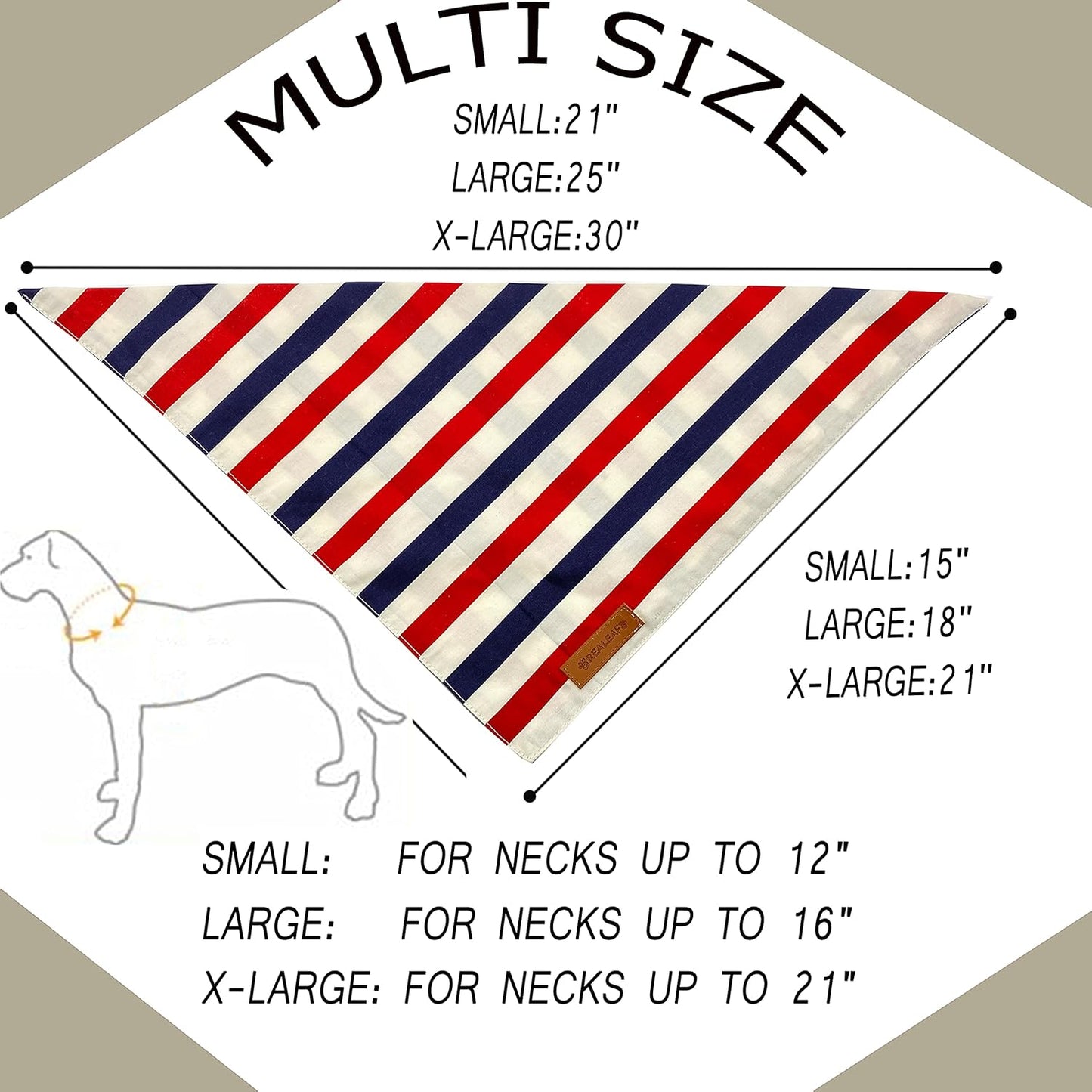 4Th of July Dog Bandanas 2 Pack, Reversible American Flag Pet Scarf for Boy and Girl, Premium Durable Fabric, Patriotic Bandana for Medium and Large Dogs (Large)