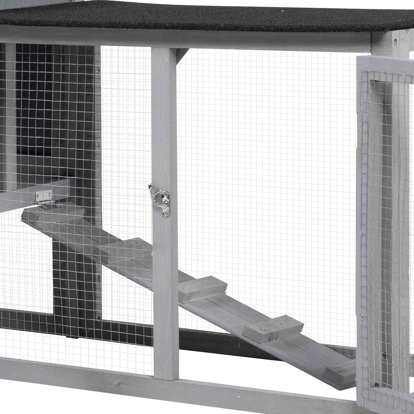 83" Large Gray Wooden Outdoor Hen House with Tray and Climb Ramp, Chicken Coop/Nesting Box/Ducks/Rabbits