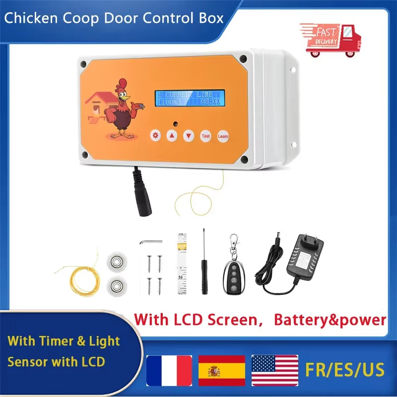 Automatic Chicken Coop Door Cage Opener Day and Night Delay with LCD Chicken Coop Door Practical Chicken Accessories