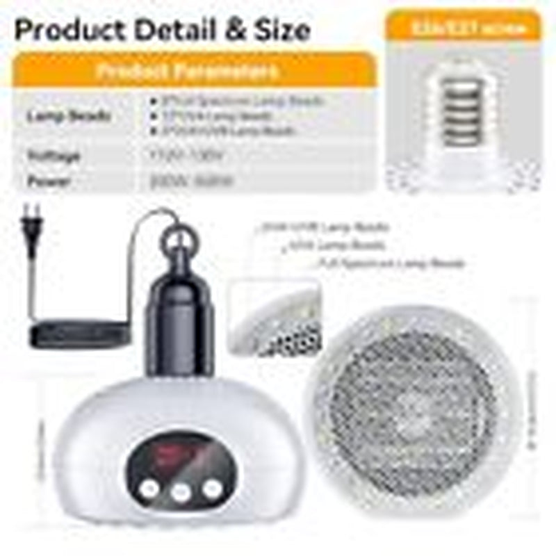 QRQ Chicken Coop Heater, 200W-350W-500W Reptile Heat Lamp Upgraded with White