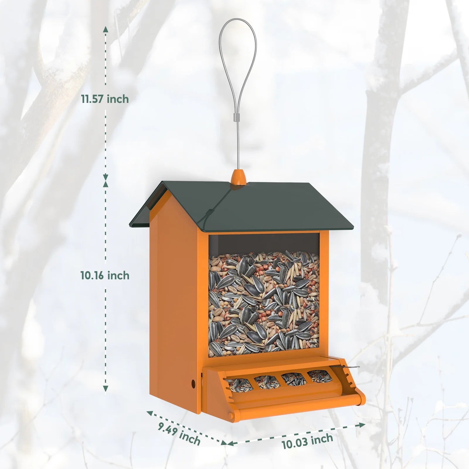 6 Lbs Squirrel-Proof Outdoor Wild Bird Feeder with Weight-Activated Perches, 4 Feeding Ports for Garden Yard outside Decoration
