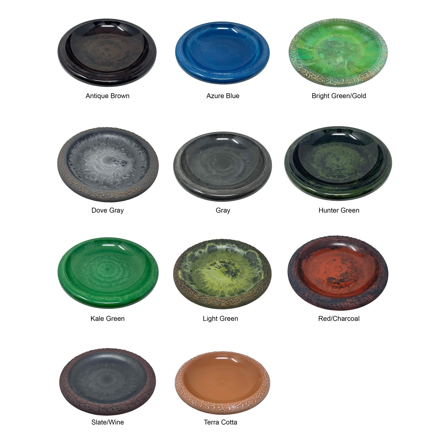 BIRDS and beyond 24" Hunter Green Fiber Clay Birdbath 19"D X 21"H Base