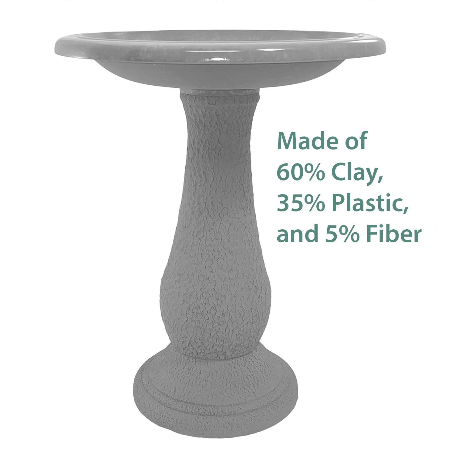 BIRDS and beyond 24" Hunter Green Fiber Clay Birdbath 19"D X 21"H Base