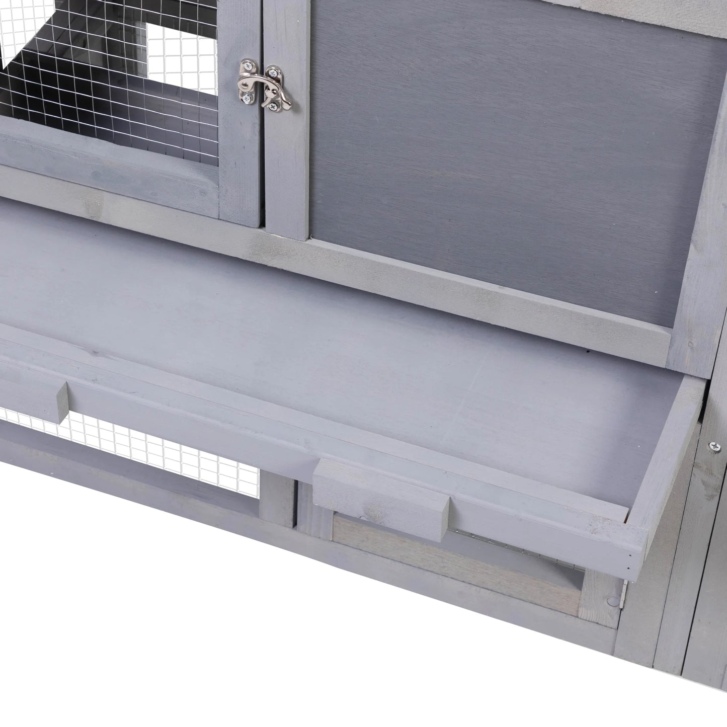 83" Large Gray Wooden Outdoor Hen House with Tray and Climb Ramp, Chicken Coop/Nesting Box/Ducks/Rabbits