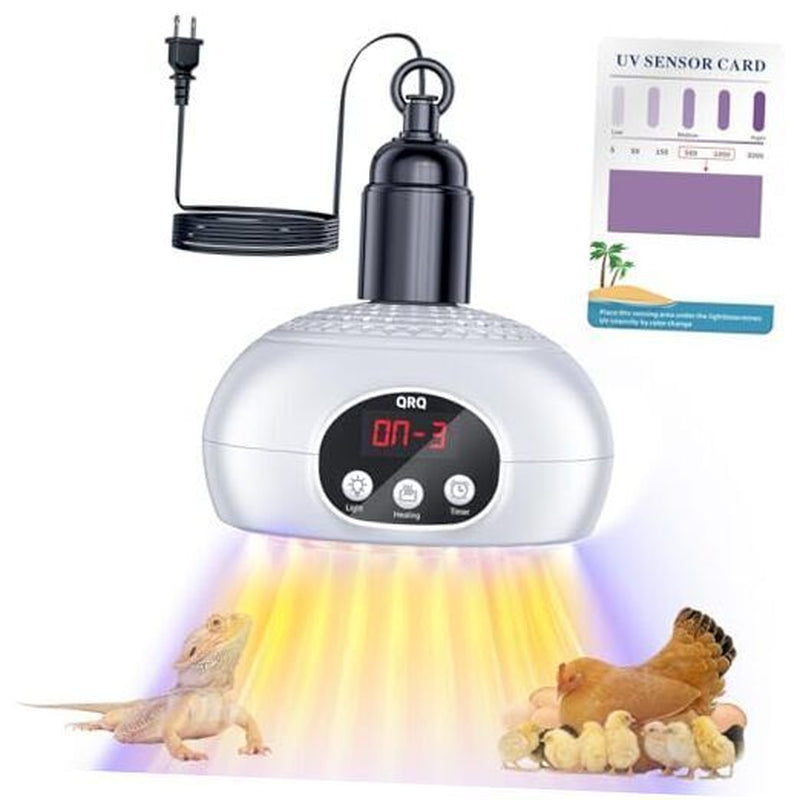 QRQ Chicken Coop Heater, 200W-350W-500W Reptile Heat Lamp Upgraded with White