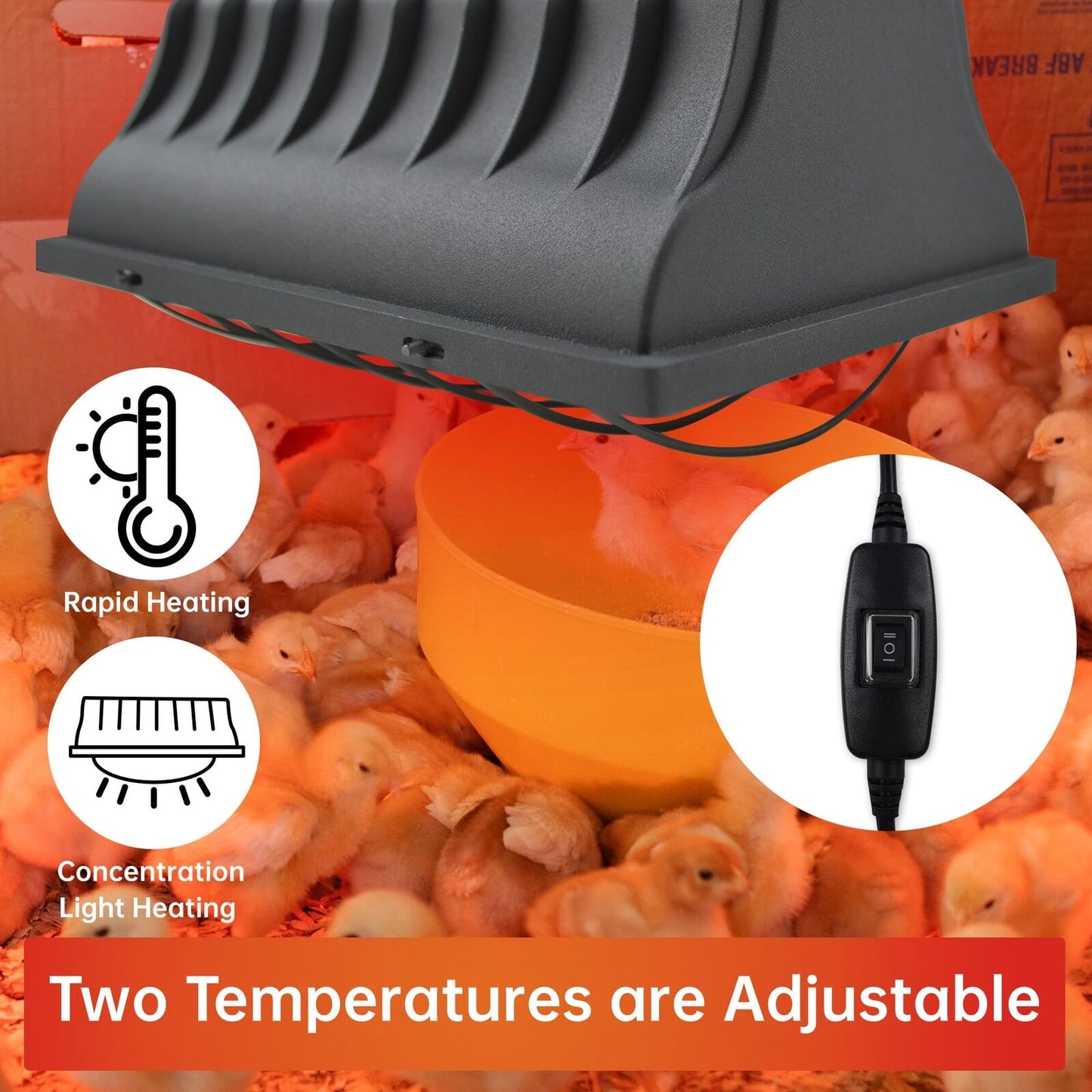Chicken Coop Heater for Chicks,Brooder Heater with 2Pcs Heat Lamp(250W and 17...