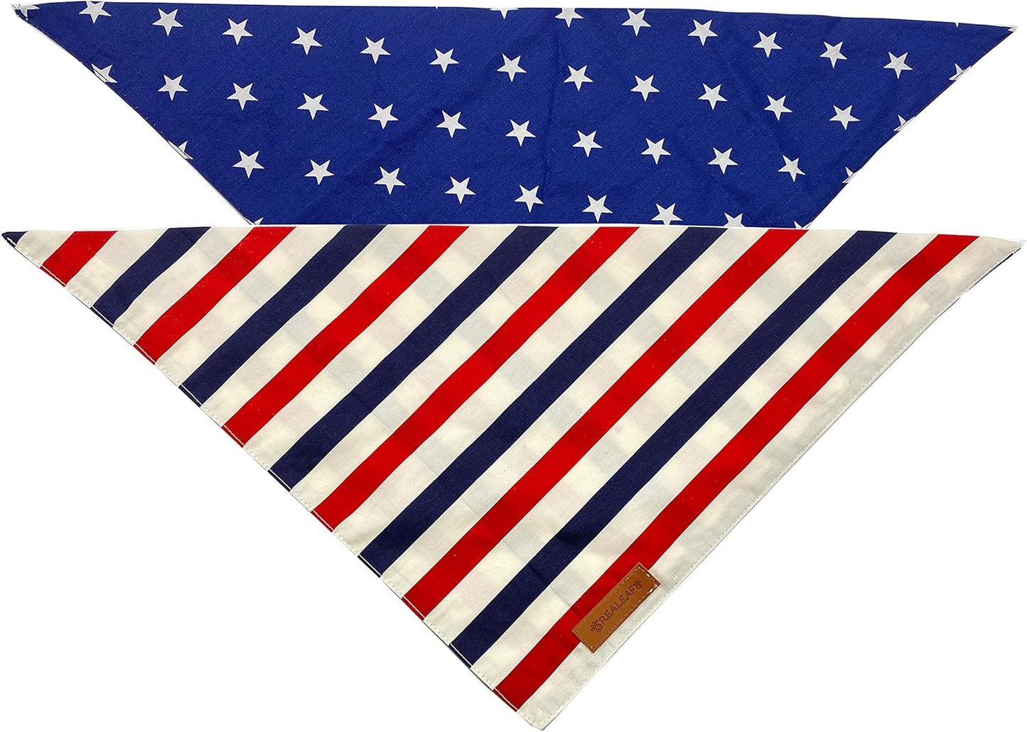 4Th of July Dog Bandanas 2 Pack, Reversible American Flag Pet Scarf for Boy and Girl, Premium Durable Fabric, Patriotic Bandana for Medium and Large Dogs (Large)