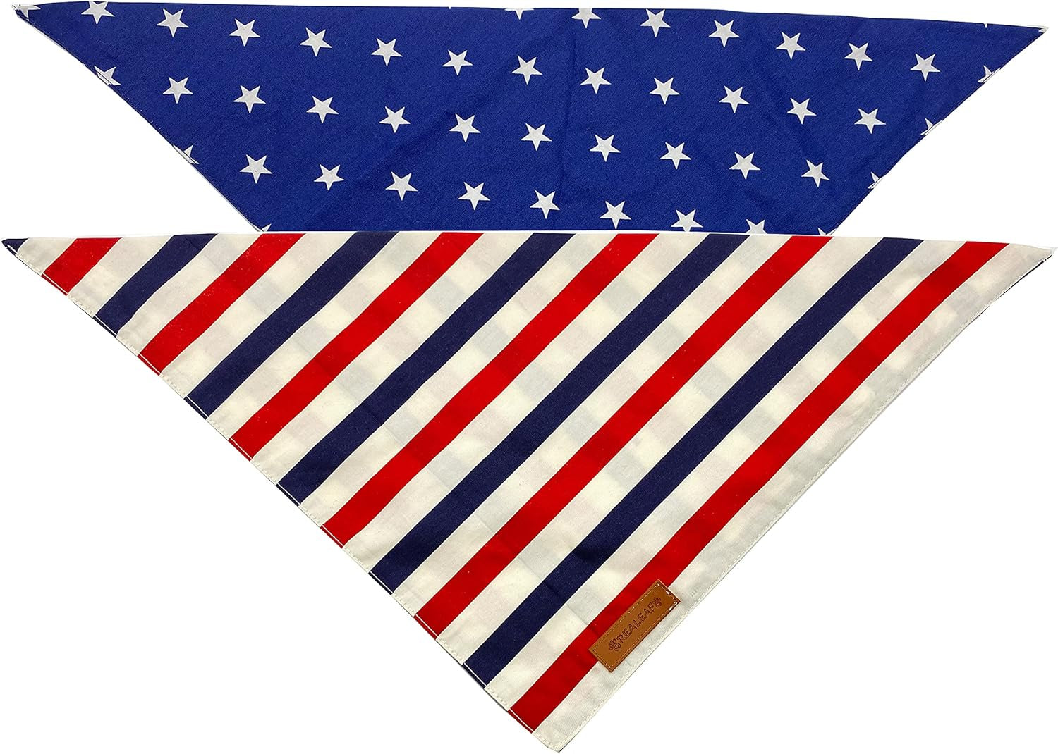 4Th of July Dog Bandanas 2 Pack, Reversible American Flag Pet Scarf for Boy and Girl, Premium Durable Fabric, Patriotic Bandana for Medium and Large Dogs (Large)