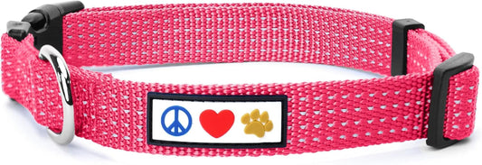 Pet Soft Training Adjustable Reflective Stitching Puppy / Dog Collar Large 1 Inch Pink