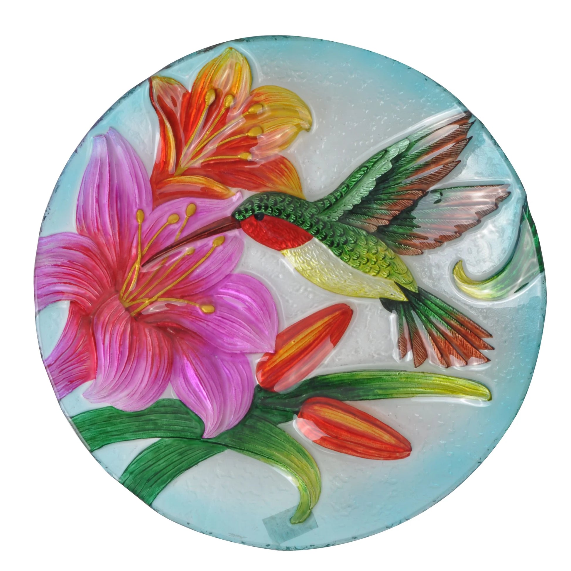 18" Hummingbird Fusion Glass Bird Bath