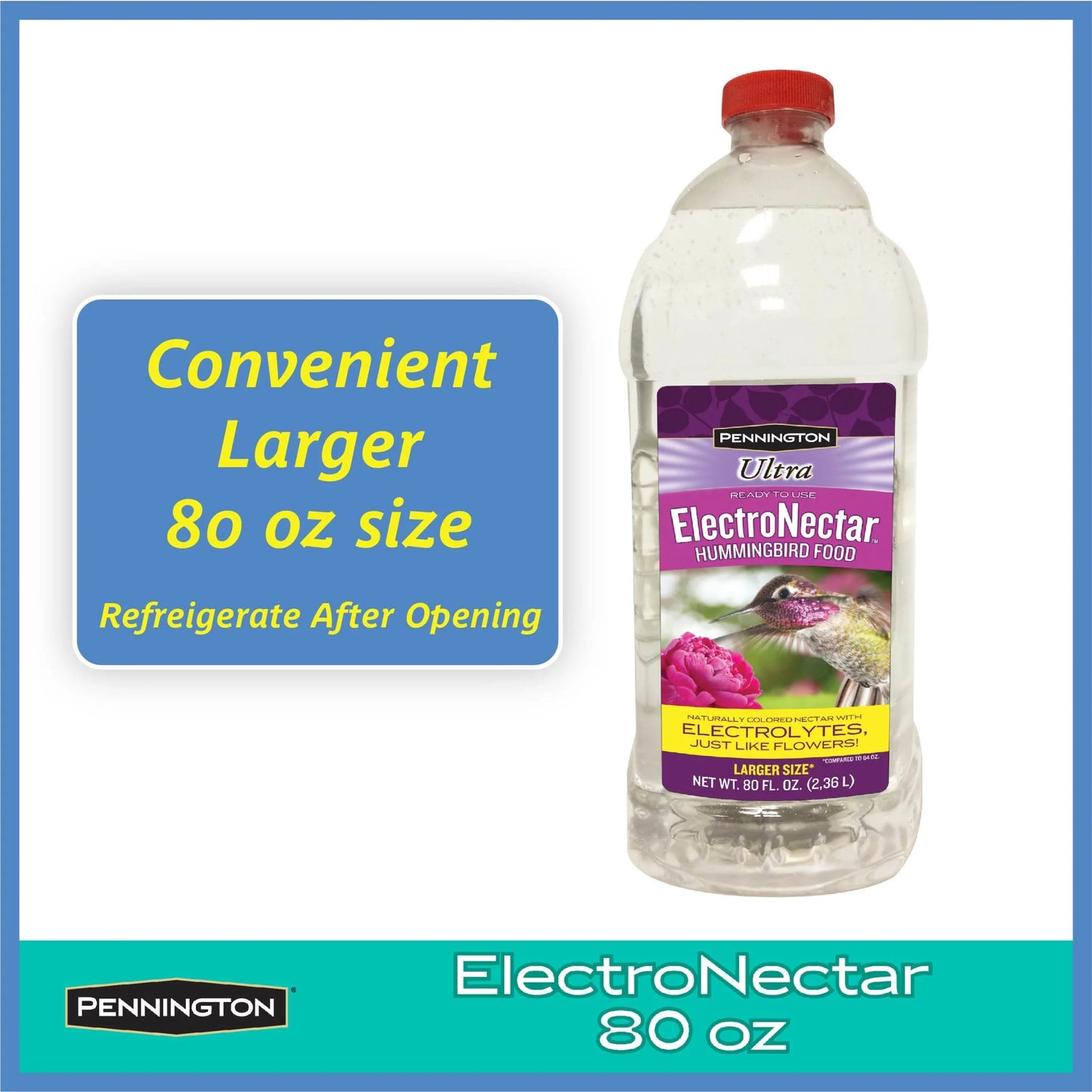 Ultra Electro Nectar Clear Hummingbird Food Ready-To-Use Liquid, 80 Oz. Bottle, 1 Pack