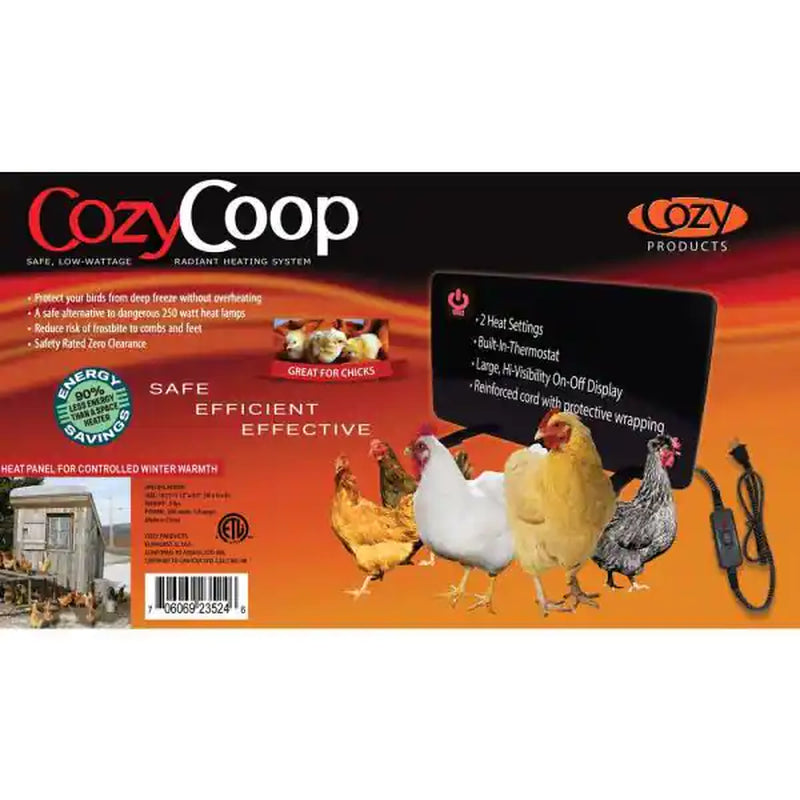 Flat Panel Chicken Coop Heater 200-Watt Walls/Ceilings Mountable Cozy Products