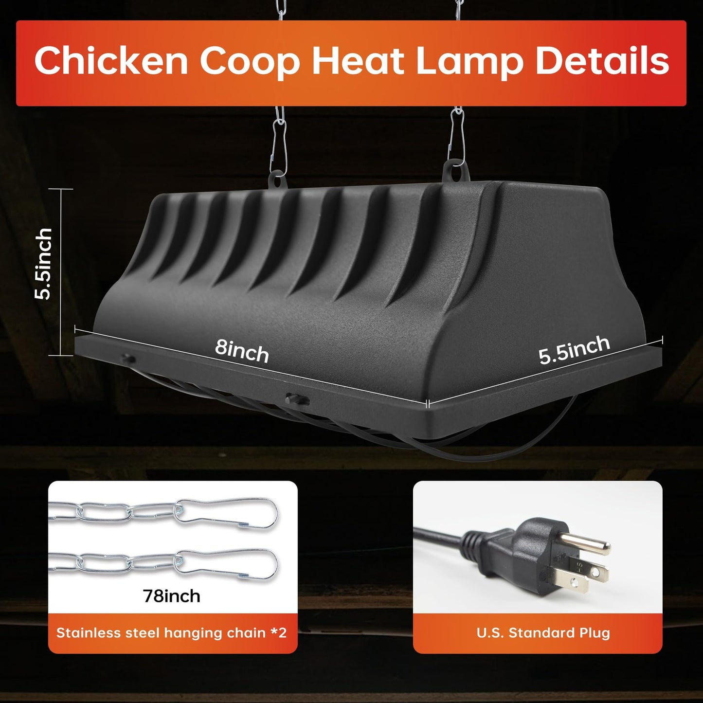 Chicken Coop Heater for Chicks,Brooder Heater with 2Pcs Heat Lamp(250W and 17...