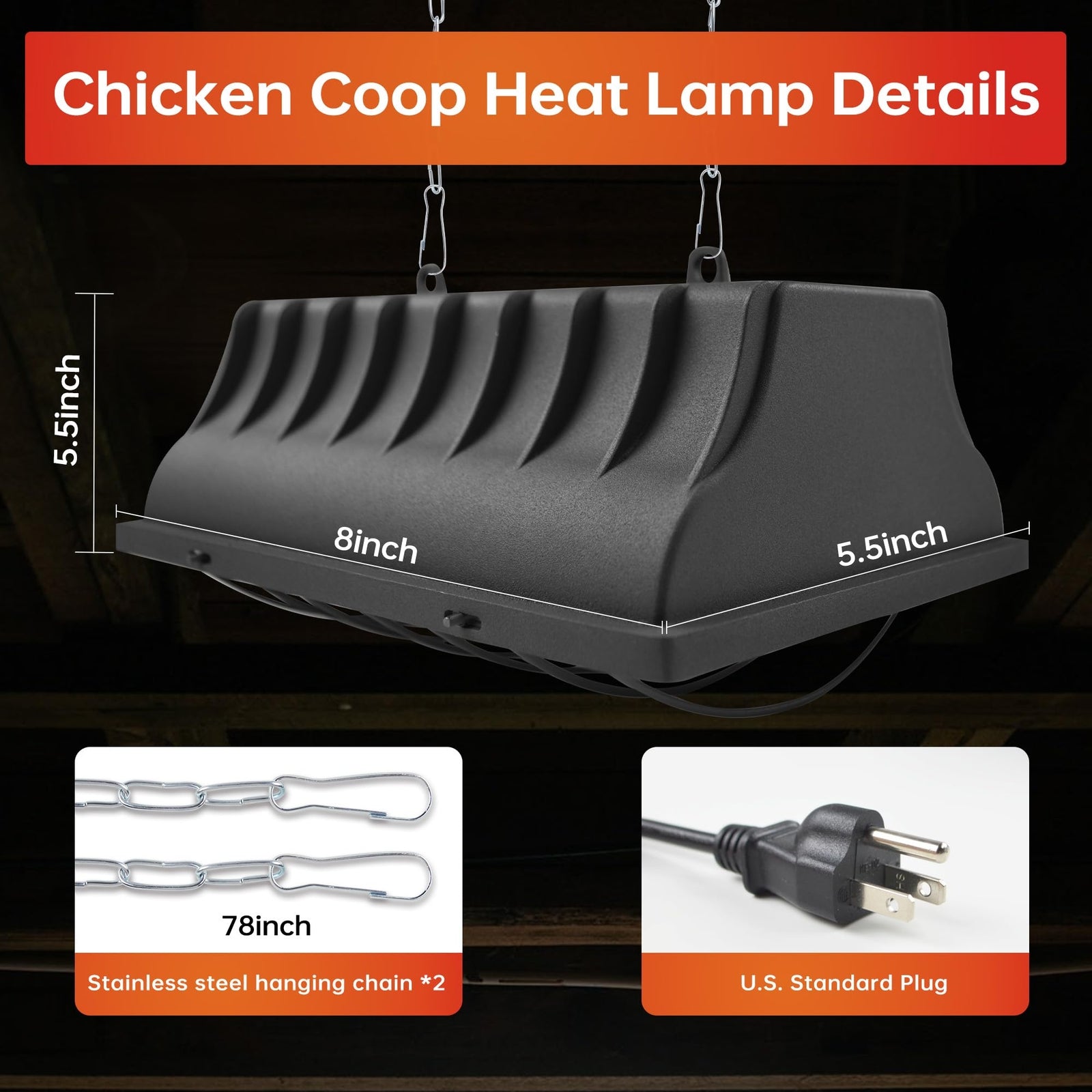 Chicken Coop Heater for Chicks,Brooder Heater with 2Pcs Heat Lamp(250W and 17...