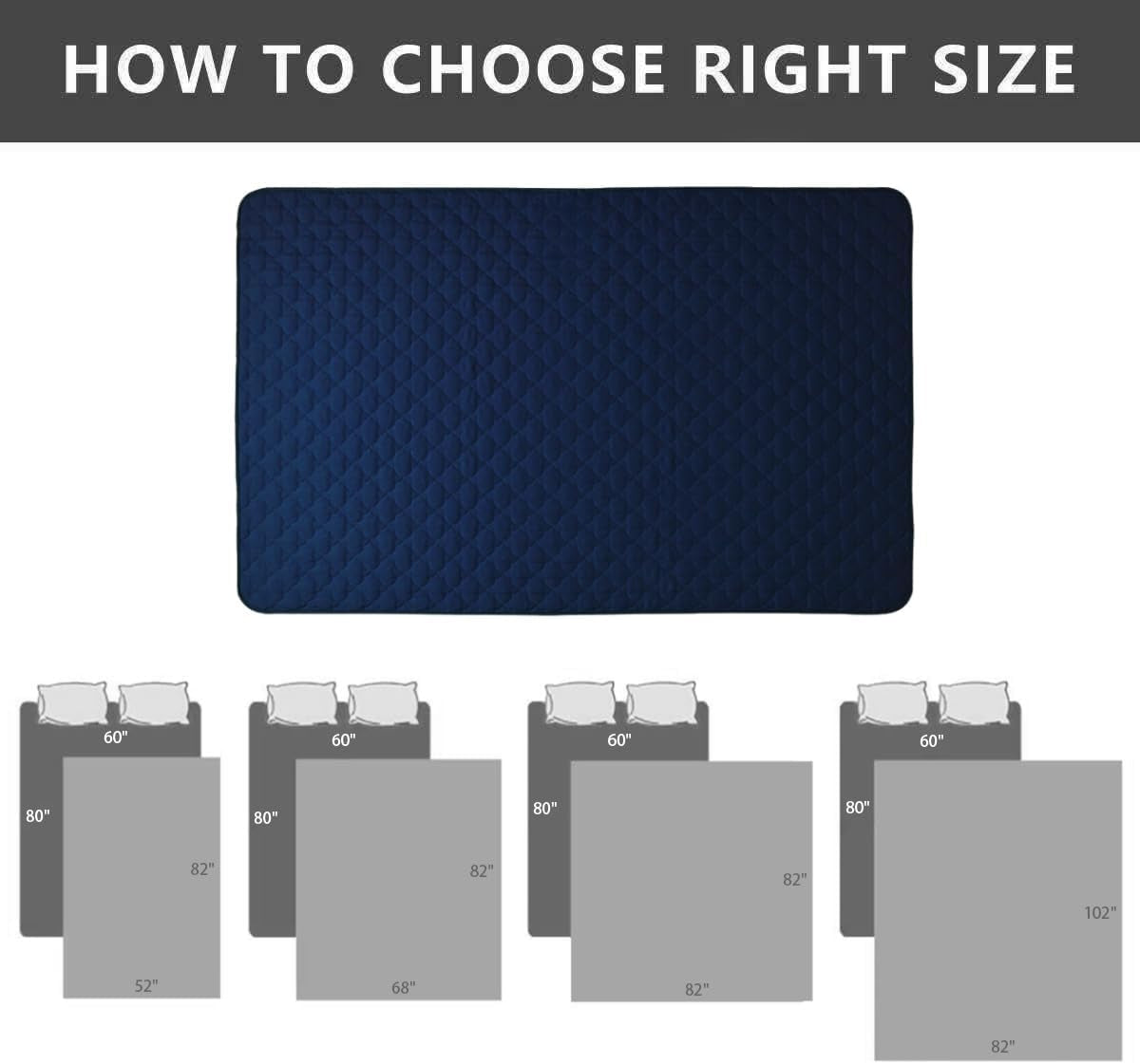 Dog Bed Cover Washable Pee Pads Dog Blankets for Puppy Large Dog Cat,Sofa Reversible Changing Pad Reusable 1 Piece（52"X82",Navy+Stoneblue）