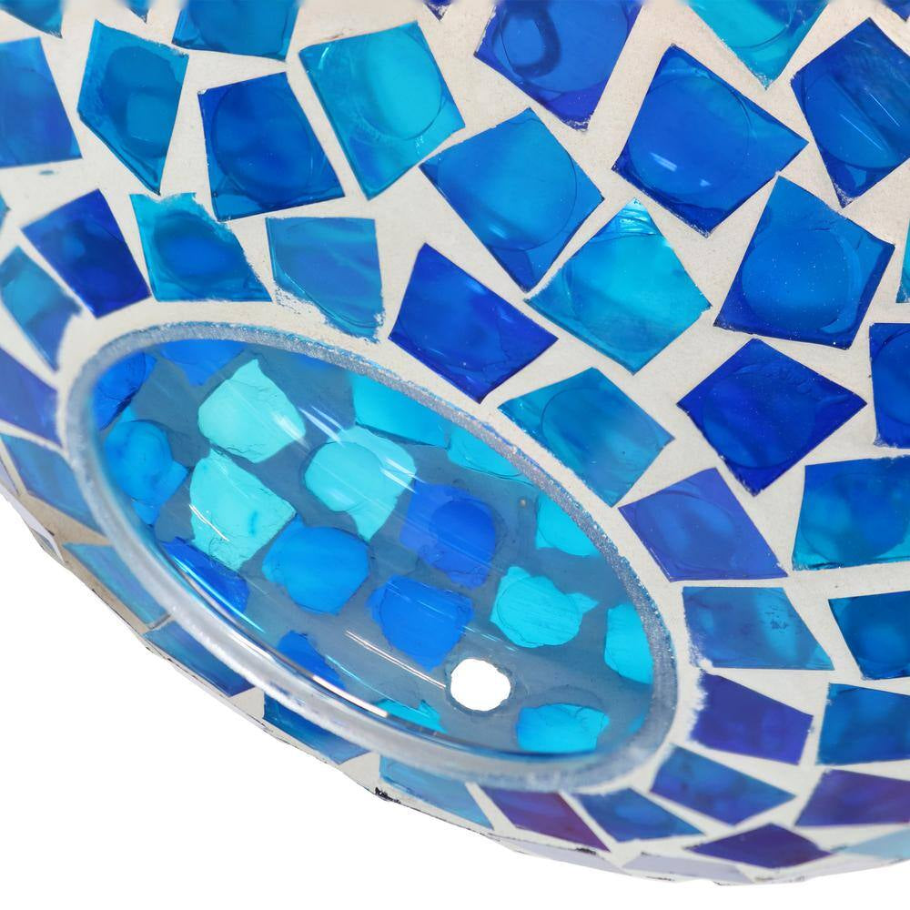 6 In. Blue Mosaic Fly-Through Hanging Outdoor Bird Feeder