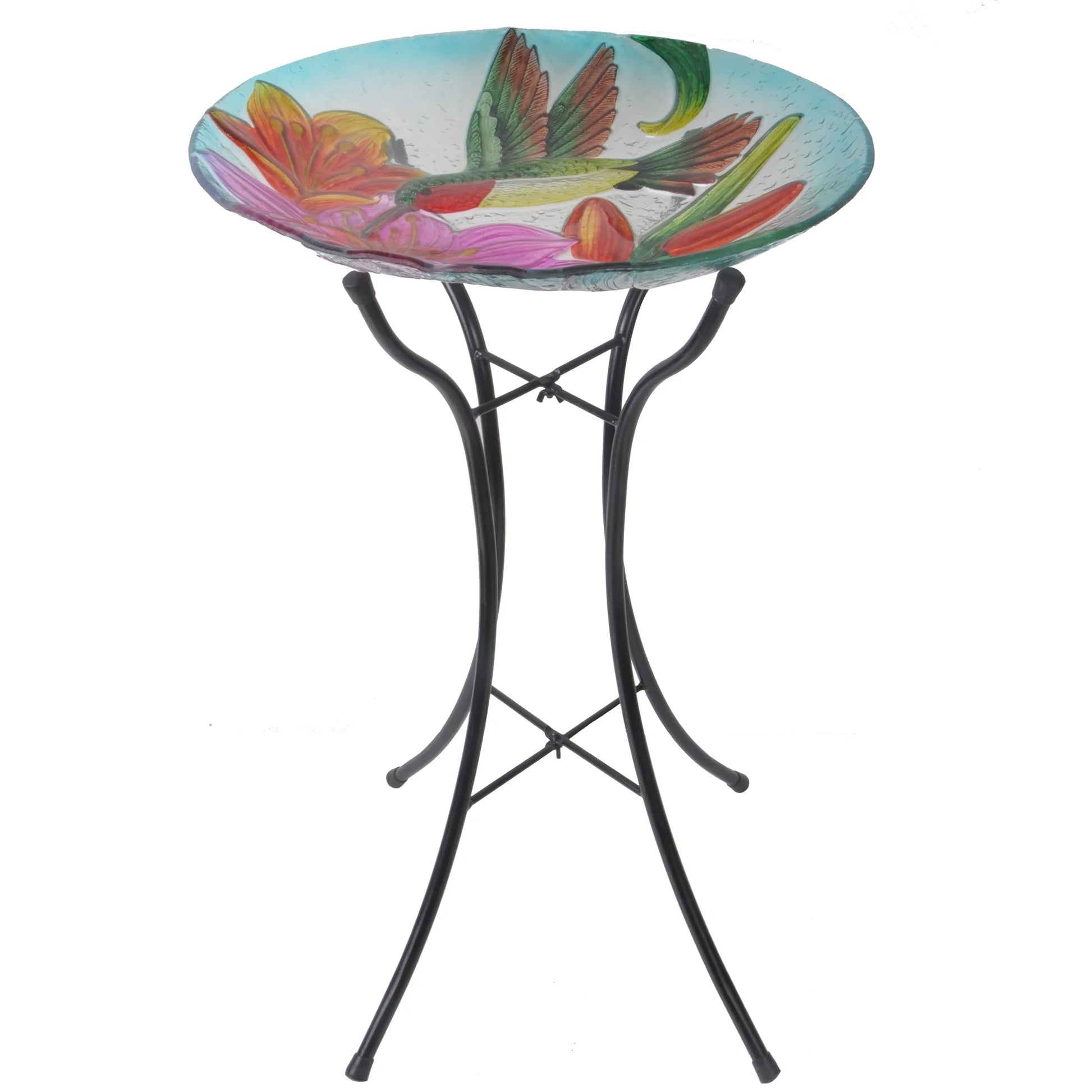 18" Hummingbird Fusion Glass Bird Bath