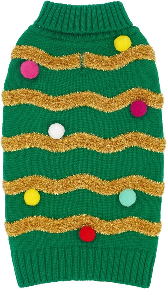 Dog Christmas Sweater Sparkly Holiday Dog Xmas Sweaters Turtleneck Puppy Winter Clothes for Small Dogs & Cats Apparel
