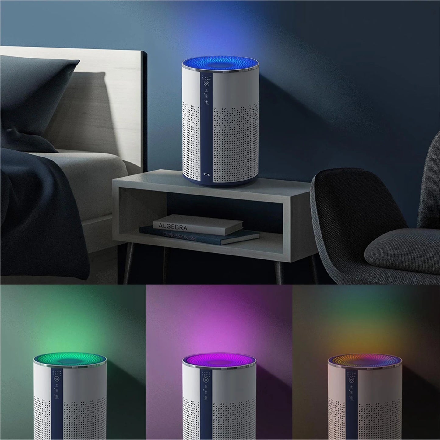 Air Purifier for Home, Room, Bedroom, True H13 HEPA Air Filter Remove 99.97% Smoke, Odor, Pet, Dander, Dust, Pollen, Mold, Air Cleaner, Metal Design with Night Light, A114W