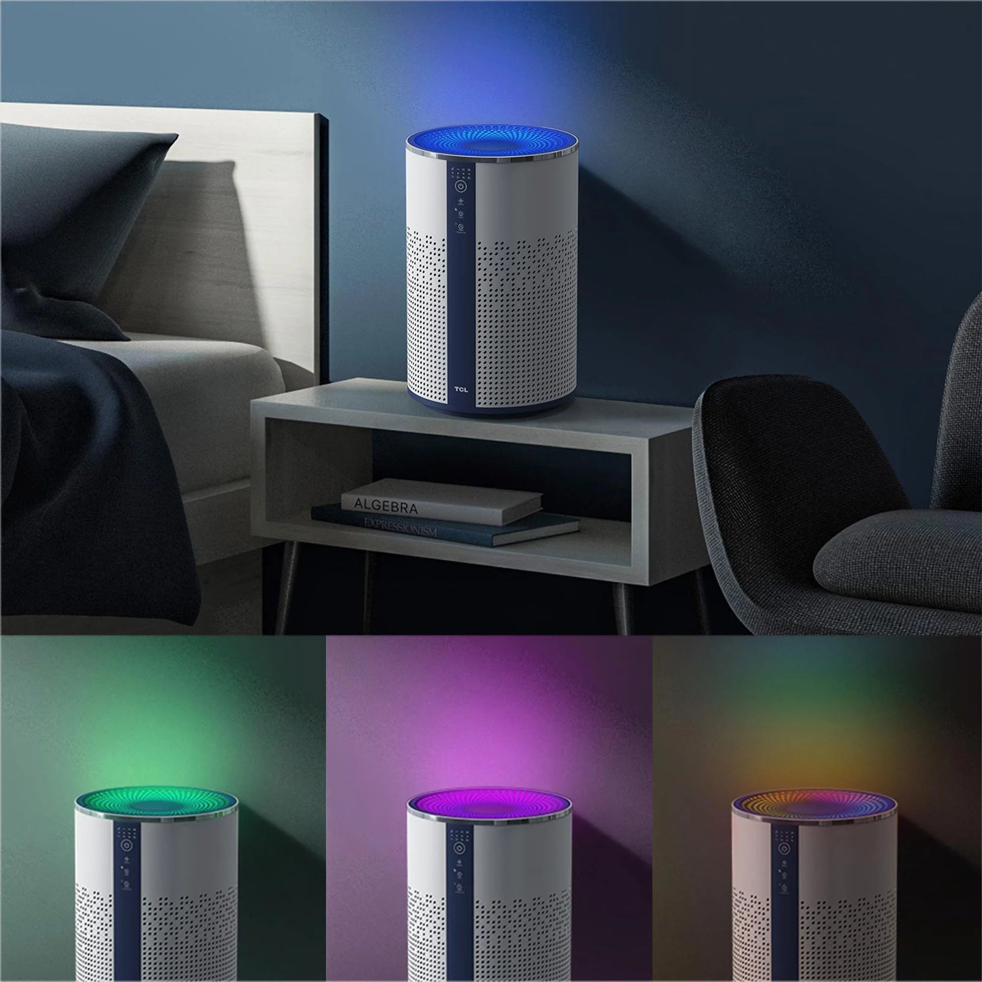 Air Purifier for Home, Room, Bedroom, True H13 HEPA Air Filter Remove 99.97% Smoke, Odor, Pet, Dander, Dust, Pollen, Mold, Air Cleaner, Metal Design with Night Light, A114W