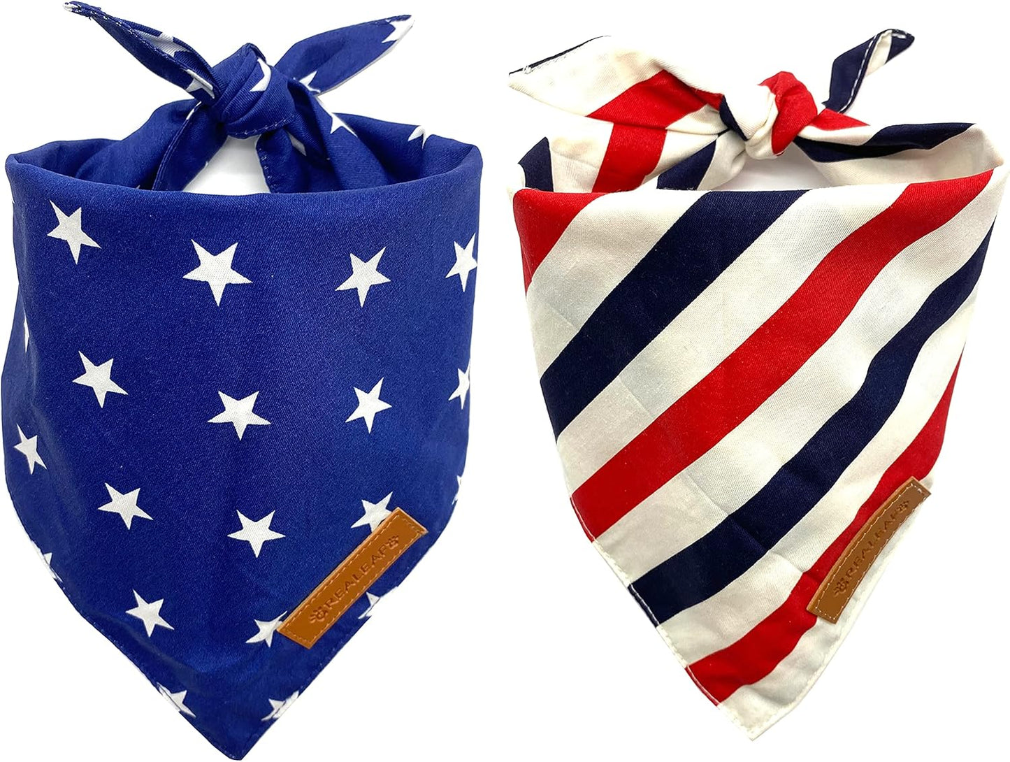 4Th of July Dog Bandanas 2 Pack, Reversible American Flag Pet Scarf for Boy and Girl, Premium Durable Fabric, Patriotic Bandana for Medium and Large Dogs (Large)