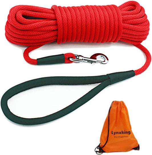 Check Cord Dog Leash Long Lead Training Tracking Line Comfortable Handle Heavy Duty Puppy Rope 10Ft 15Ft 30Ft 50Ft for Small Medium Large Dog