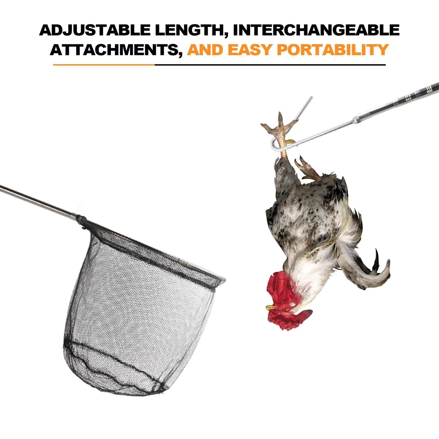 Animal Catch Net Pole Trap Tool Chicken Catcher Leg Hook Catching Kit Animal Con