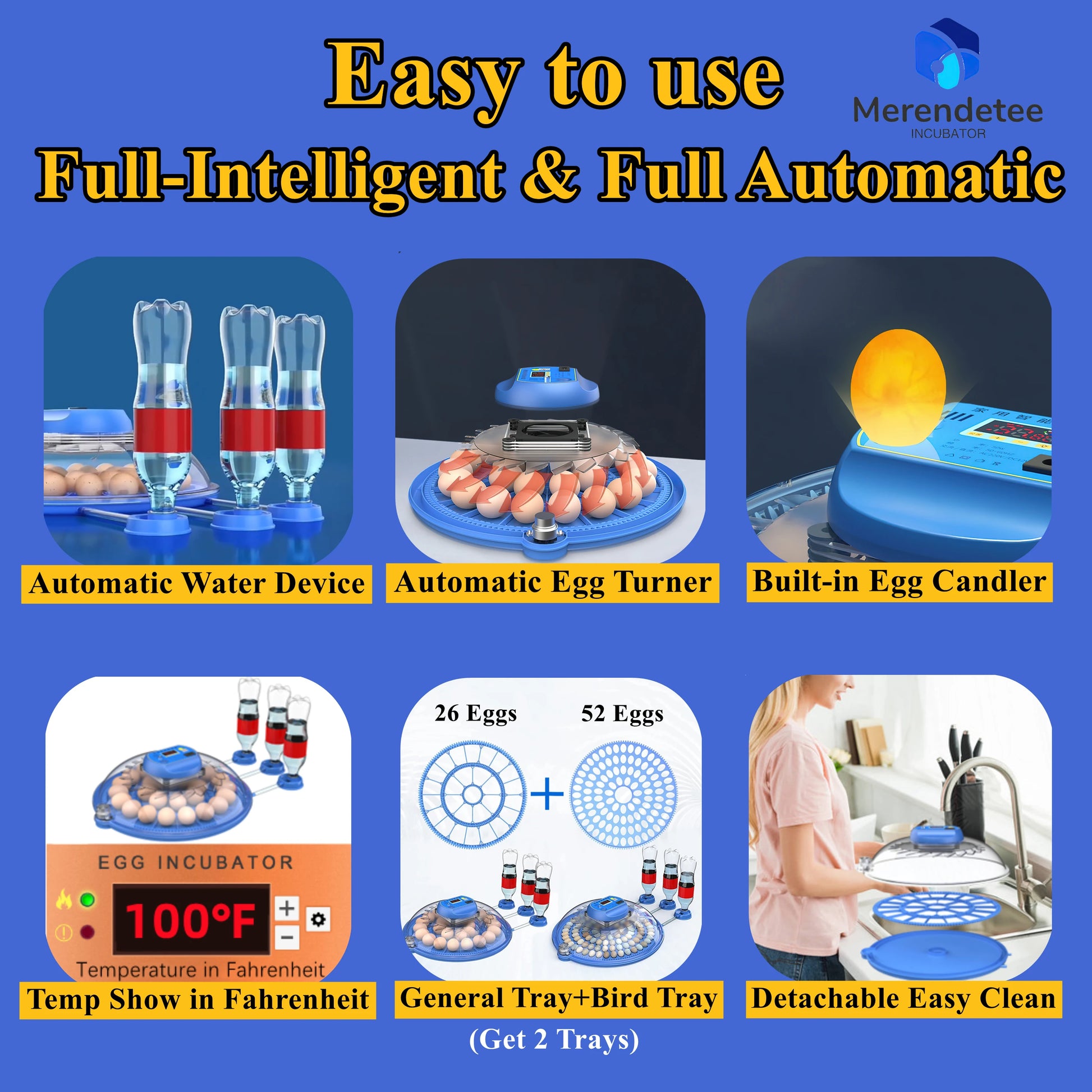 26-52 Eggs Automatic Incubator，Upgrade Automatic Water Adding，360 Degree View，Incubators for Hatching Eggs，Without Install