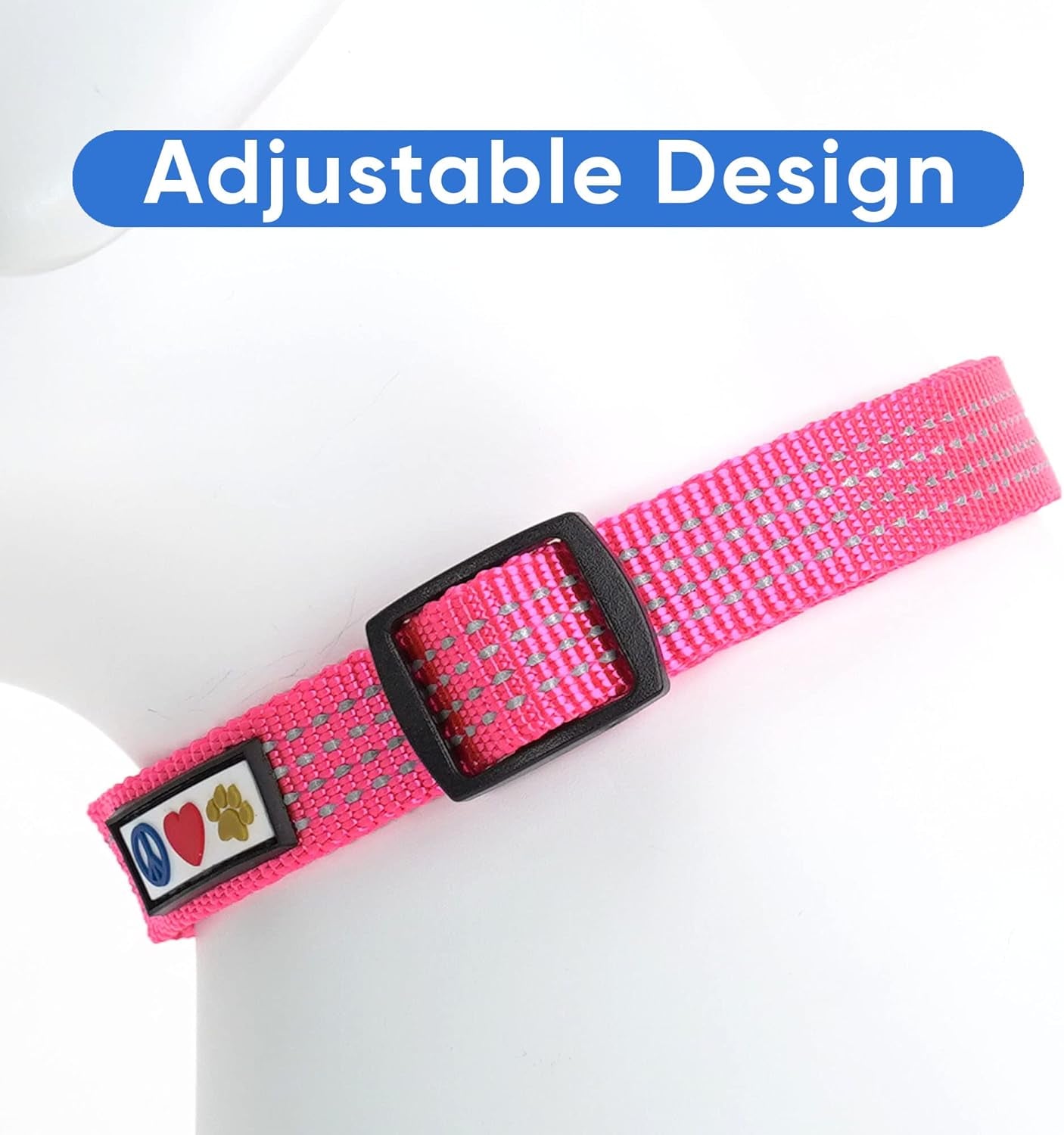 Pet Soft Training Adjustable Reflective Stitching Puppy / Dog Collar Large 1 Inch Pink