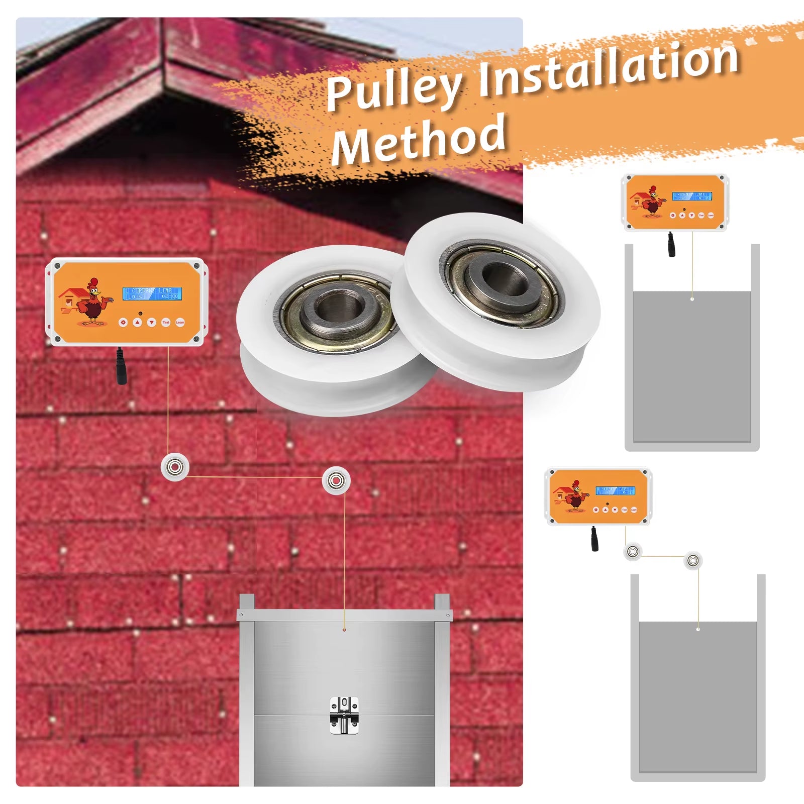 Automatic Chicken Coop Door Cage Opener Day and Night Delay with LCD Chicken Coop Door Practical Chicken Accessories