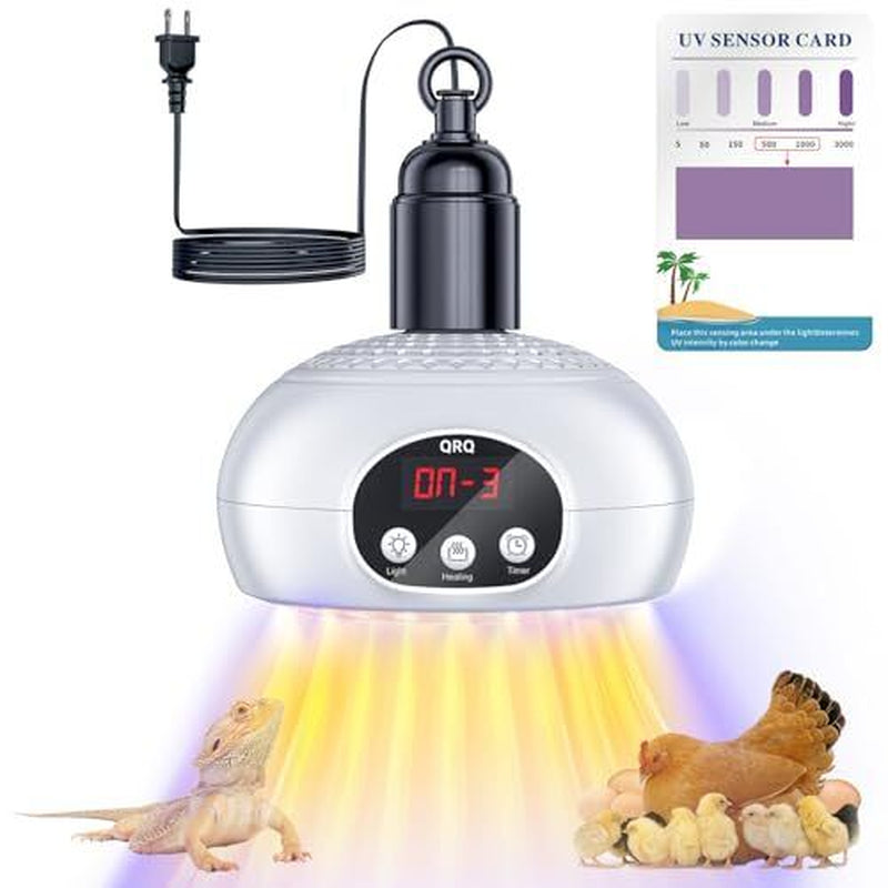 QRQ Chicken Coop Heater, 200W-350W-500W Reptile Heat Lamp Upgraded with White