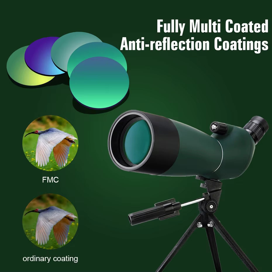 25-75X70 Telescope Spotting Scope Powerful Zoom Monocular FMC BAK4 Waterproof for Bird Watching Target Shotting