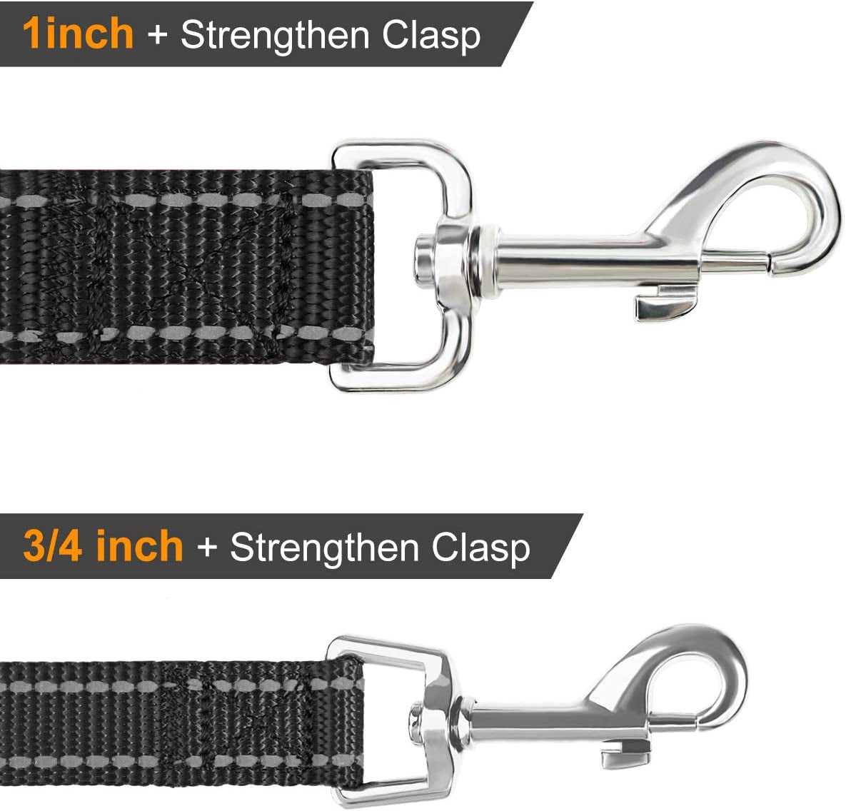 Double-Sided Reflective Dog Leash, 6 FT/5 FT/4 FT, Padded Handle Nylon Heavy Duty Leashes for Small & Medium Dogs Walking, Black, 5FT