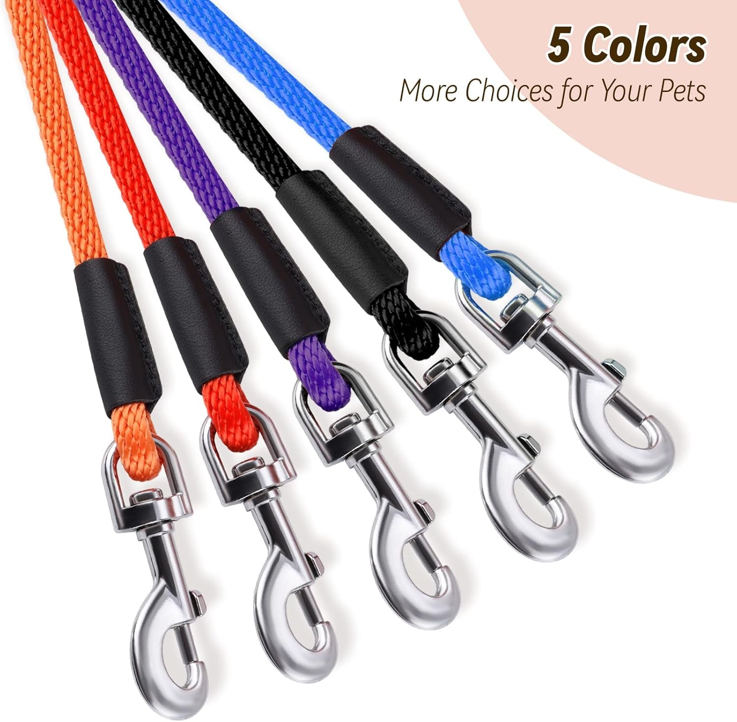 Check Cord Dog Leash Long Lead Training Tracking Line Comfortable Handle Heavy Duty Puppy Rope 10Ft 15Ft 30Ft 50Ft for Small Medium Large Dog