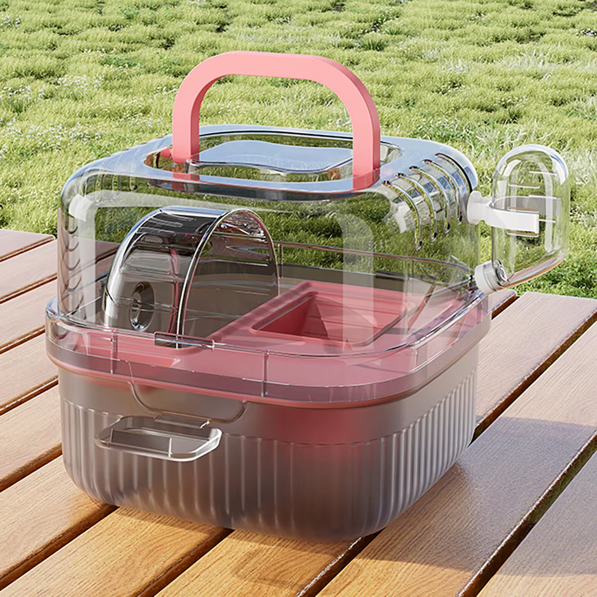 Hamster Outdoor Carrier Cage Portable Hamster Cage with Clear Large Flip Cover for Hamster Bird Carrying Pet Supplies