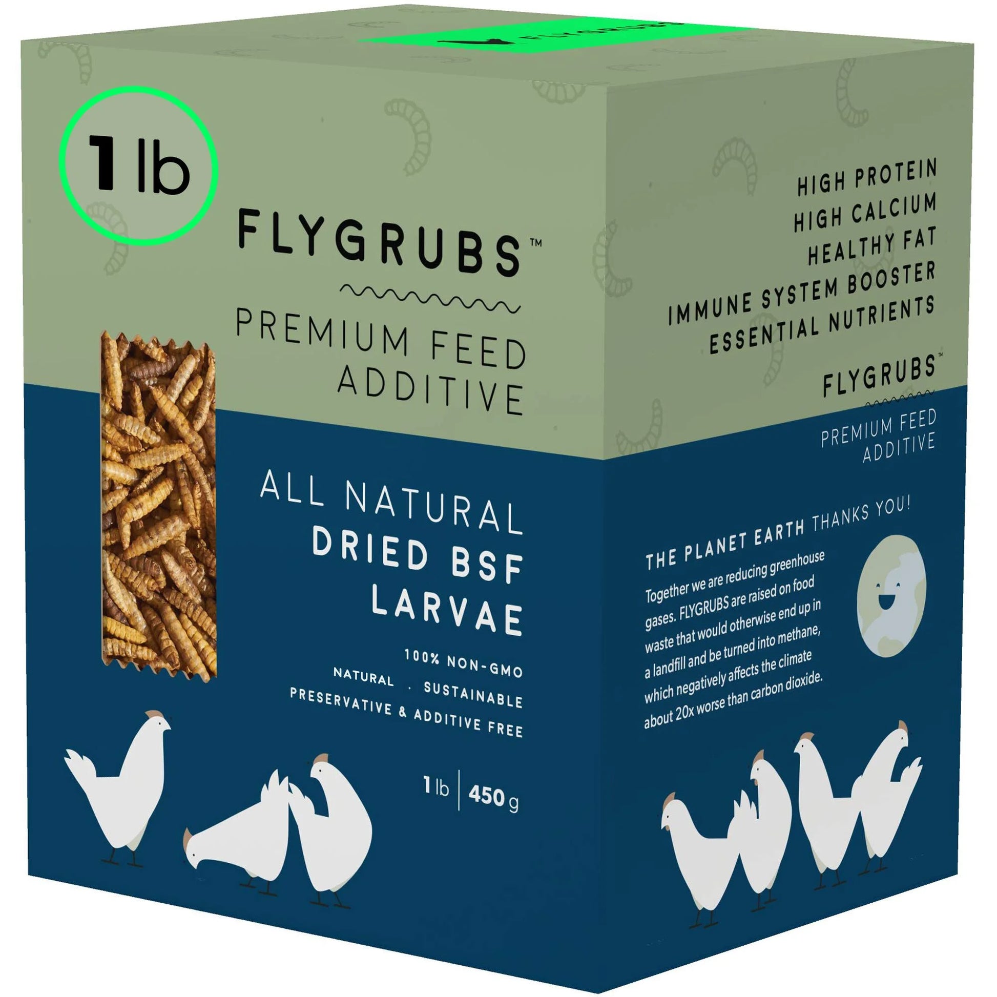 Superior to Dried Mealworms for Chickens (1Lb) - Non-Gmo Chicken Feed - BSFL Treats for Hens, Ducks, Turkeys, Wild Birds, Turtles, Quails