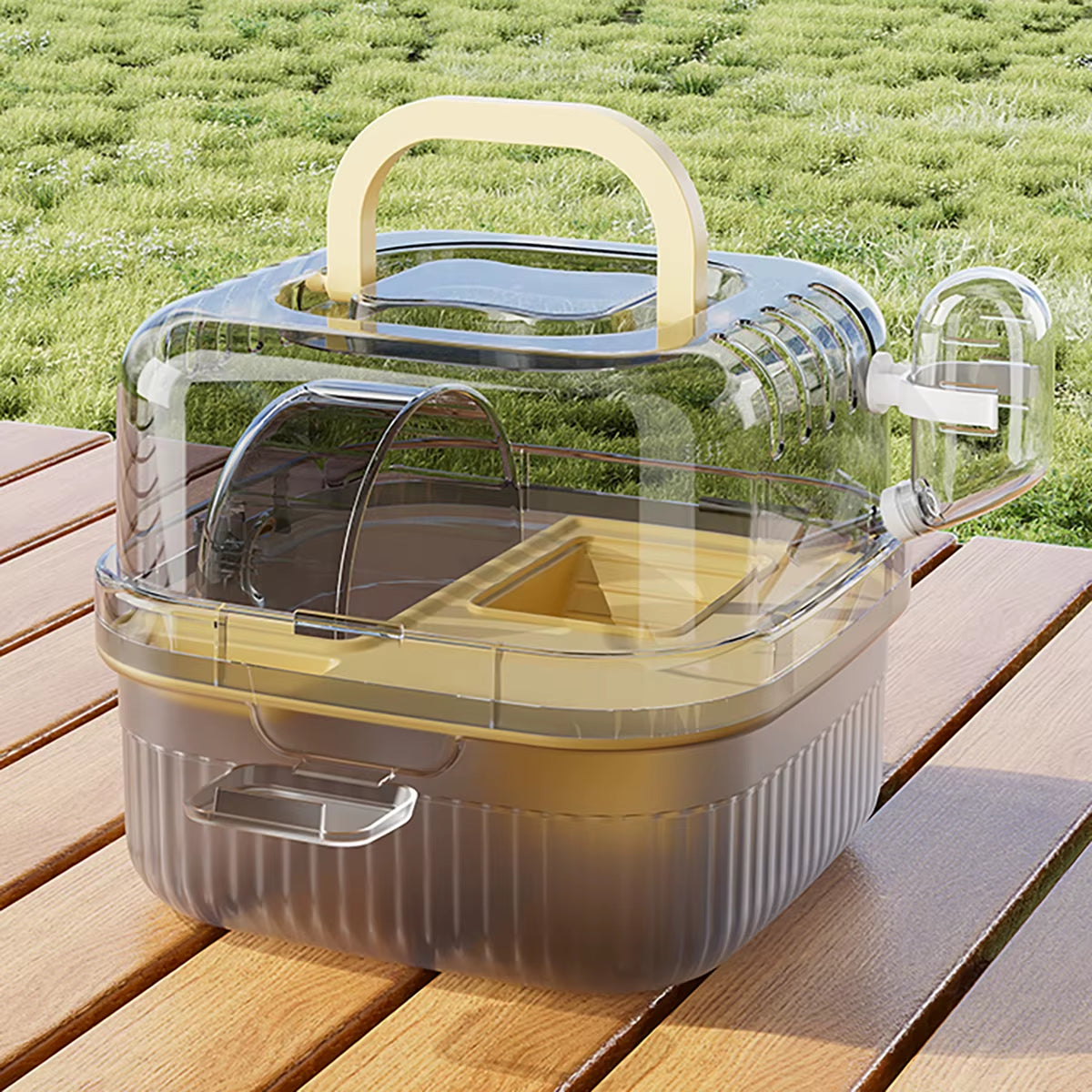 Hamster Outdoor Carrier Cage Portable Hamster Cage with Clear Large Flip Cover for Hamster Bird Carrying Pet Supplies